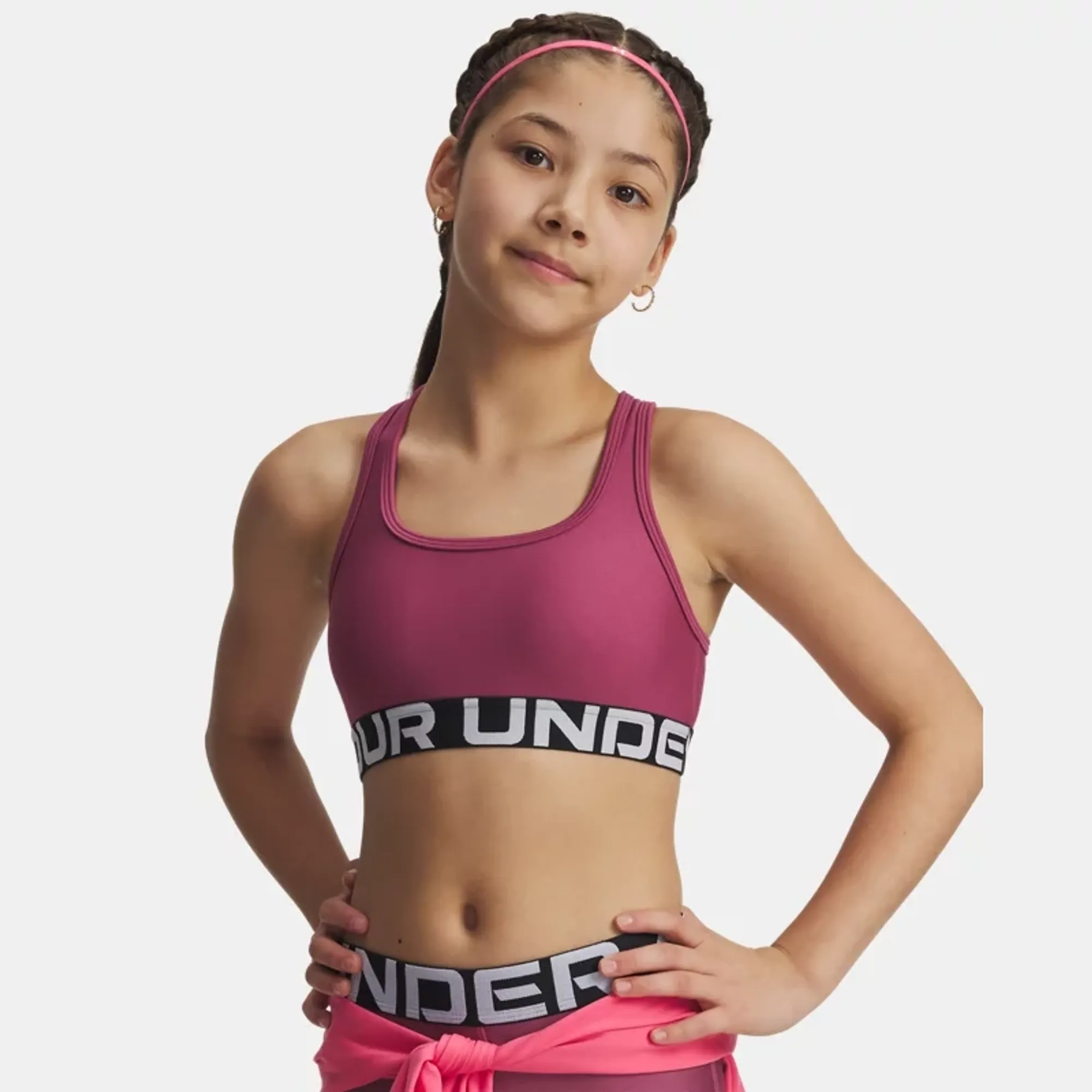 Under Armour  Crossback Girls' Sports Bra Fuchsia Dusk / White YLG (59 - 63 in)
