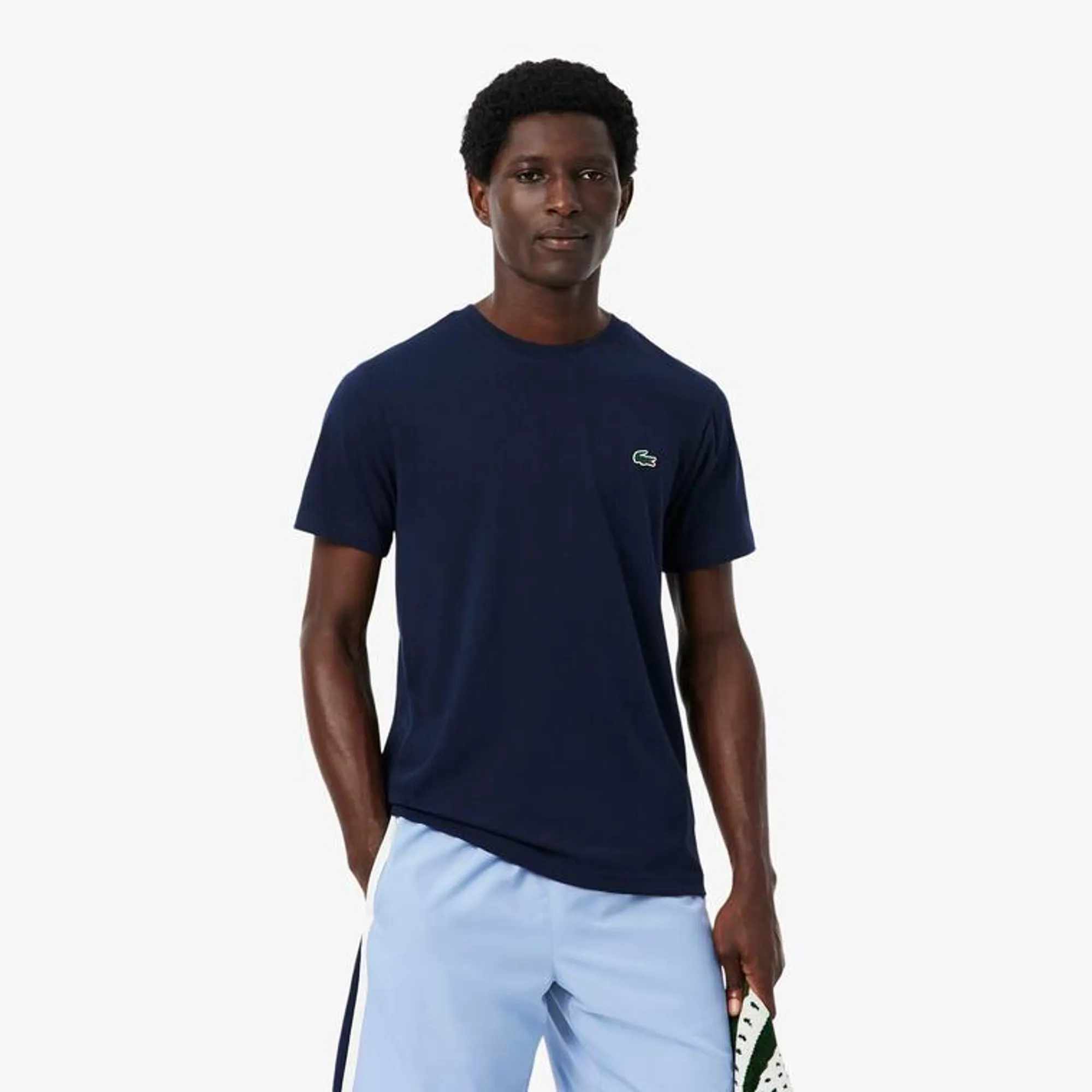 Lacoste Ultra Dry Crocodile Graphic Sport T-shirt - Navy Blue / White