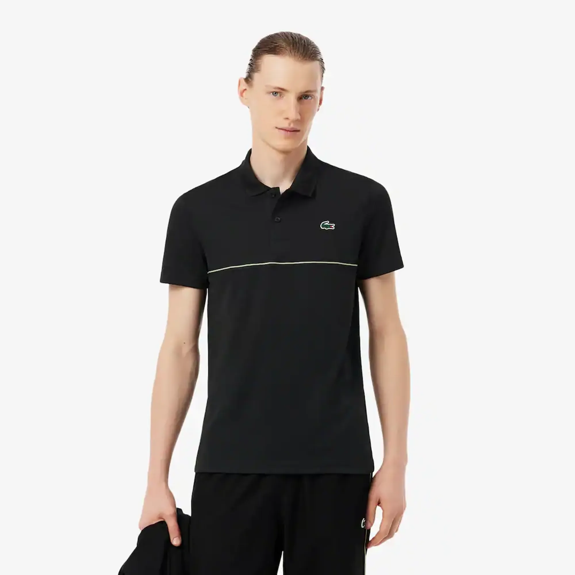 Lacoste Ultra Dry Print Sport Polo Shirt - Noir