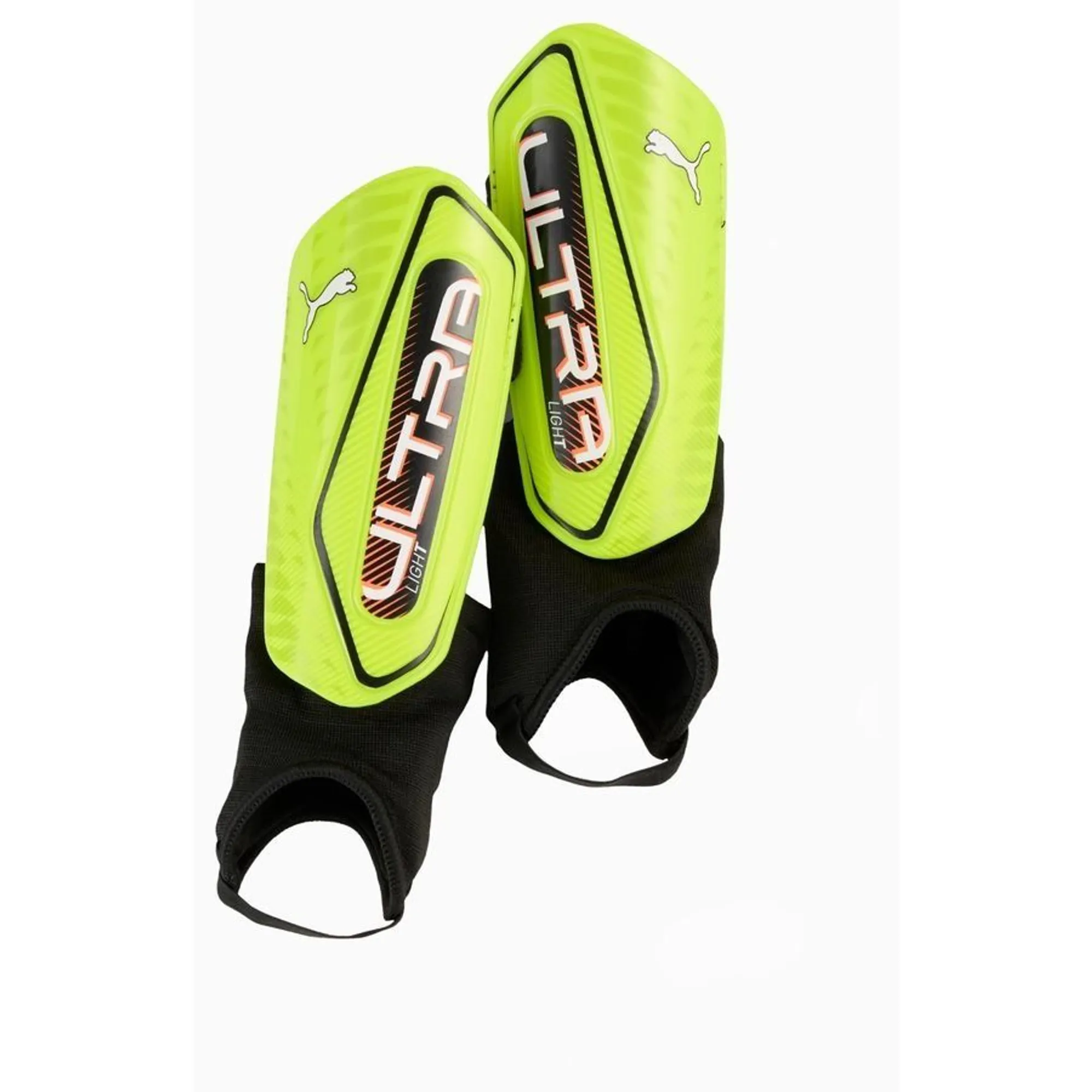 PUMA Ultra Light Football Ankle Shinguards, Lime Squeeze/Black, size Large