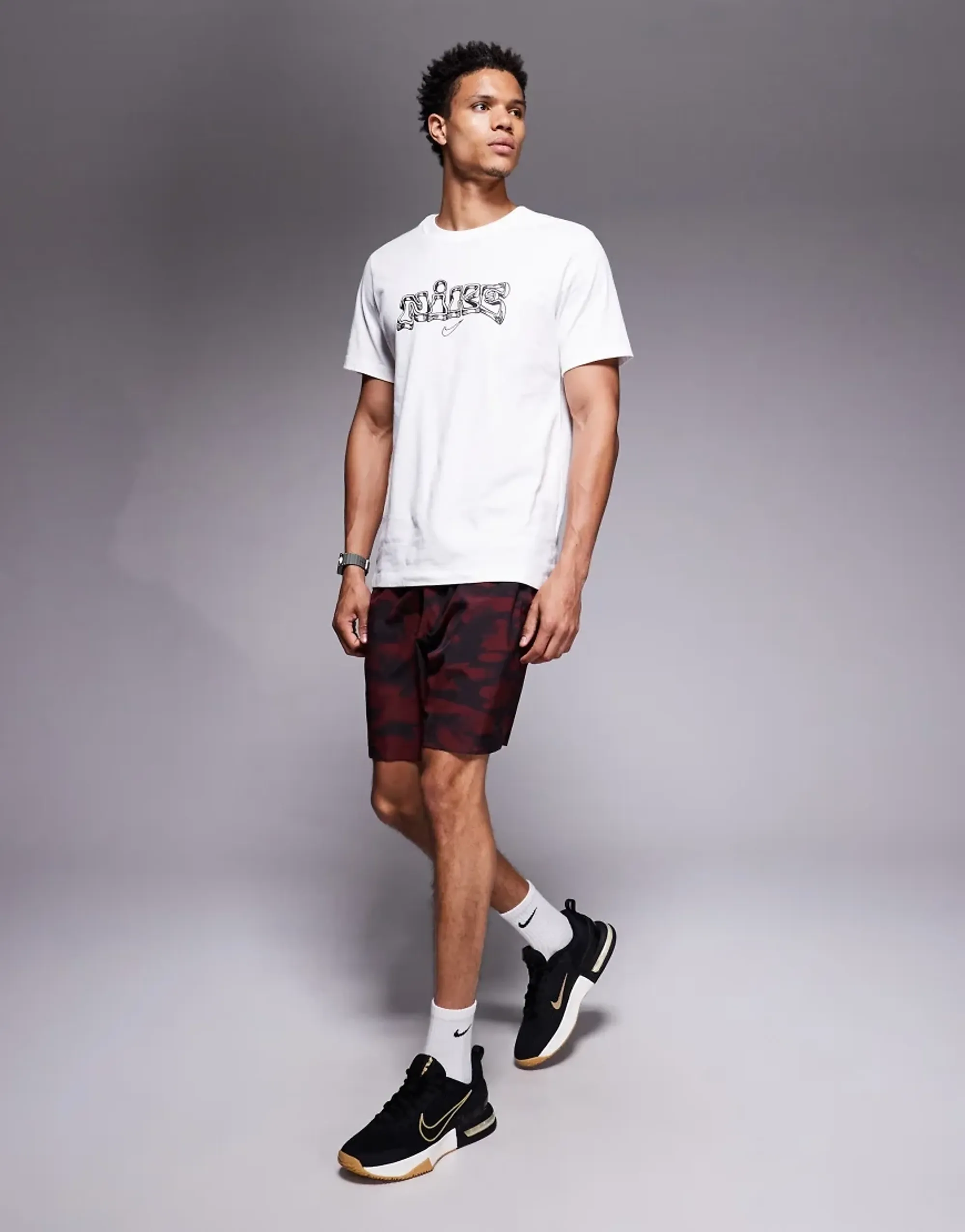 Nike Training Form Dri-Fit 7 Inch Shorts In Burgundy Print-Red