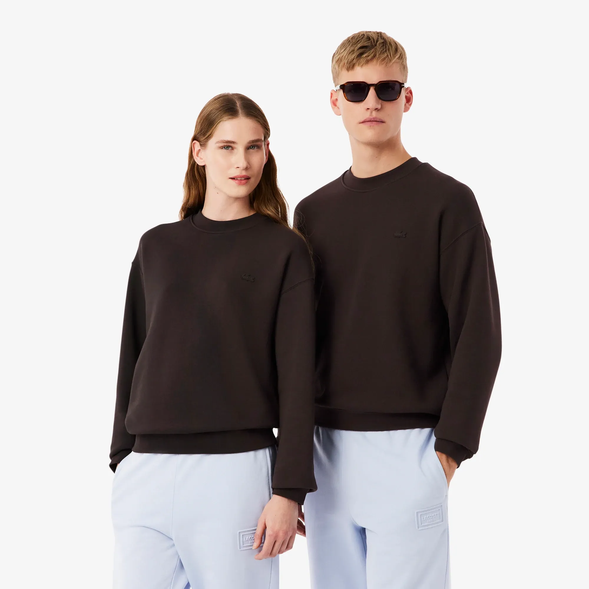 Lacoste Loose Fit Heavy Fleece Sweatshirt - Brown