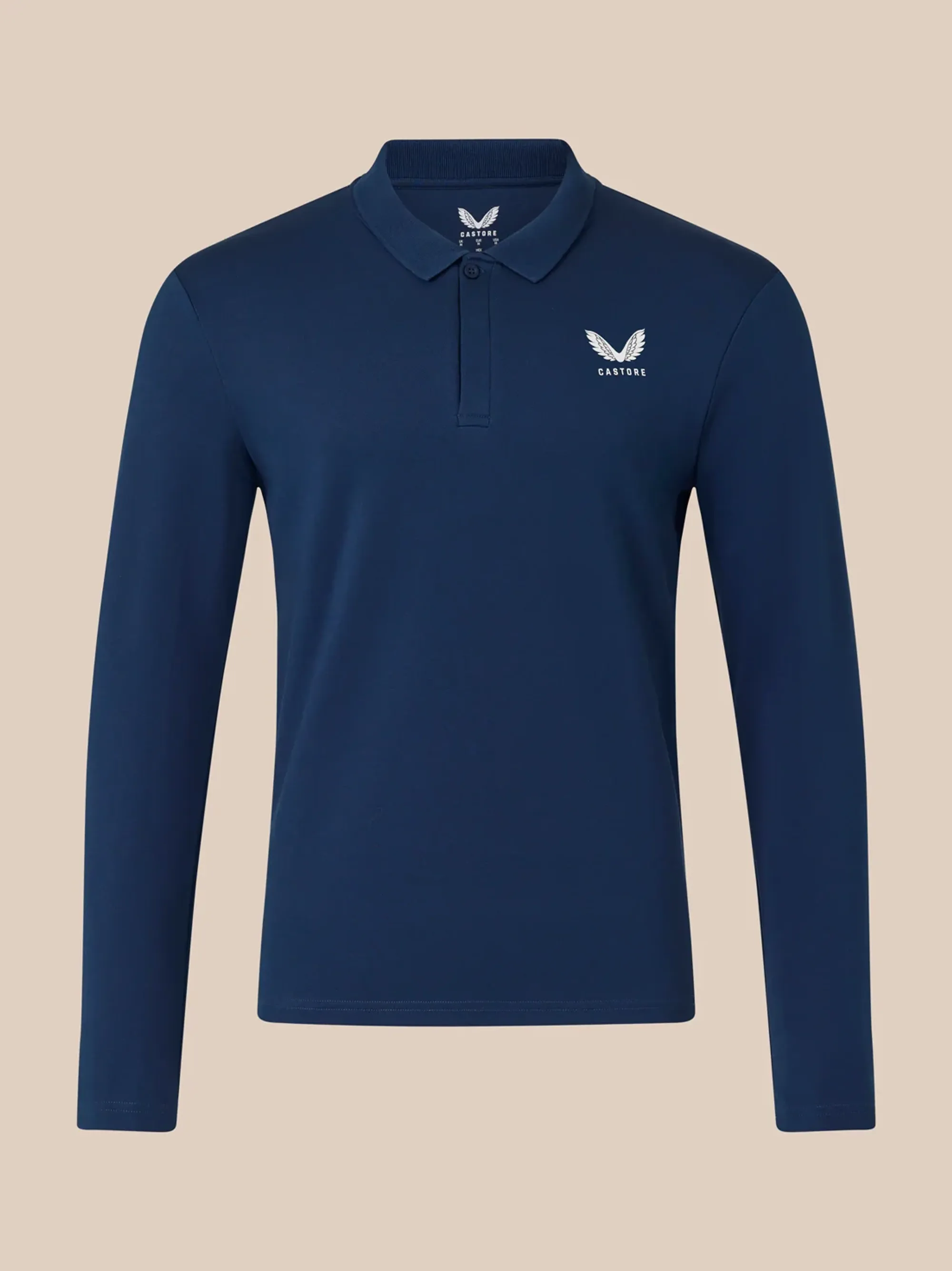 Castore Men's Long Sleeve Cotton Polo - White