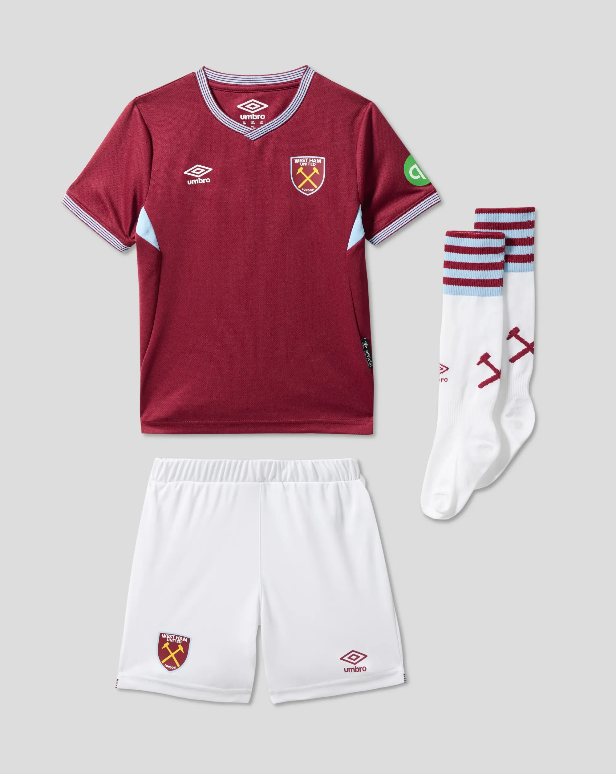 Castore West Ham Infant 25/26 Home Kit - New Claret