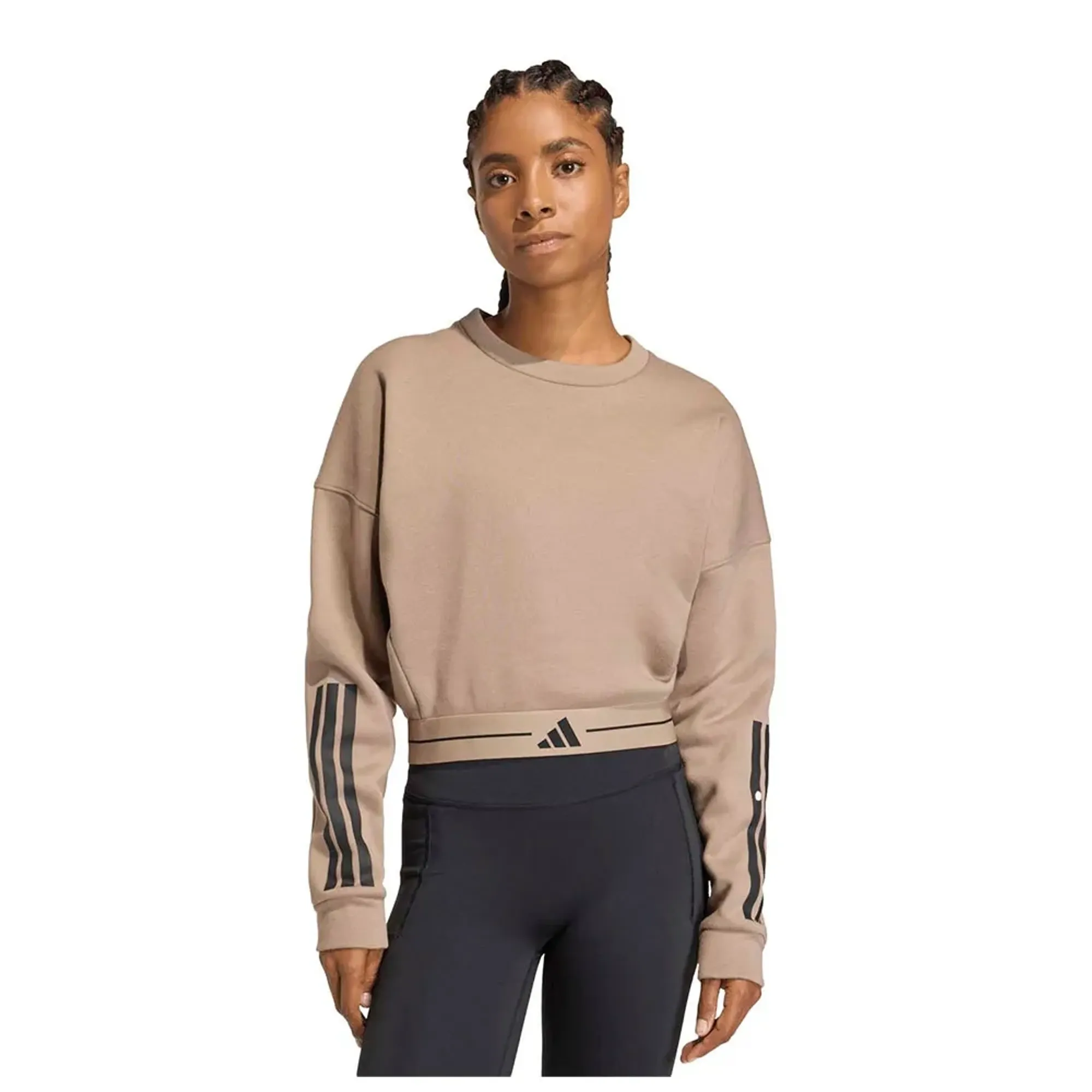 Adidas Hyperglam 3 Stripes Cropped Crewneck Sweatshirt