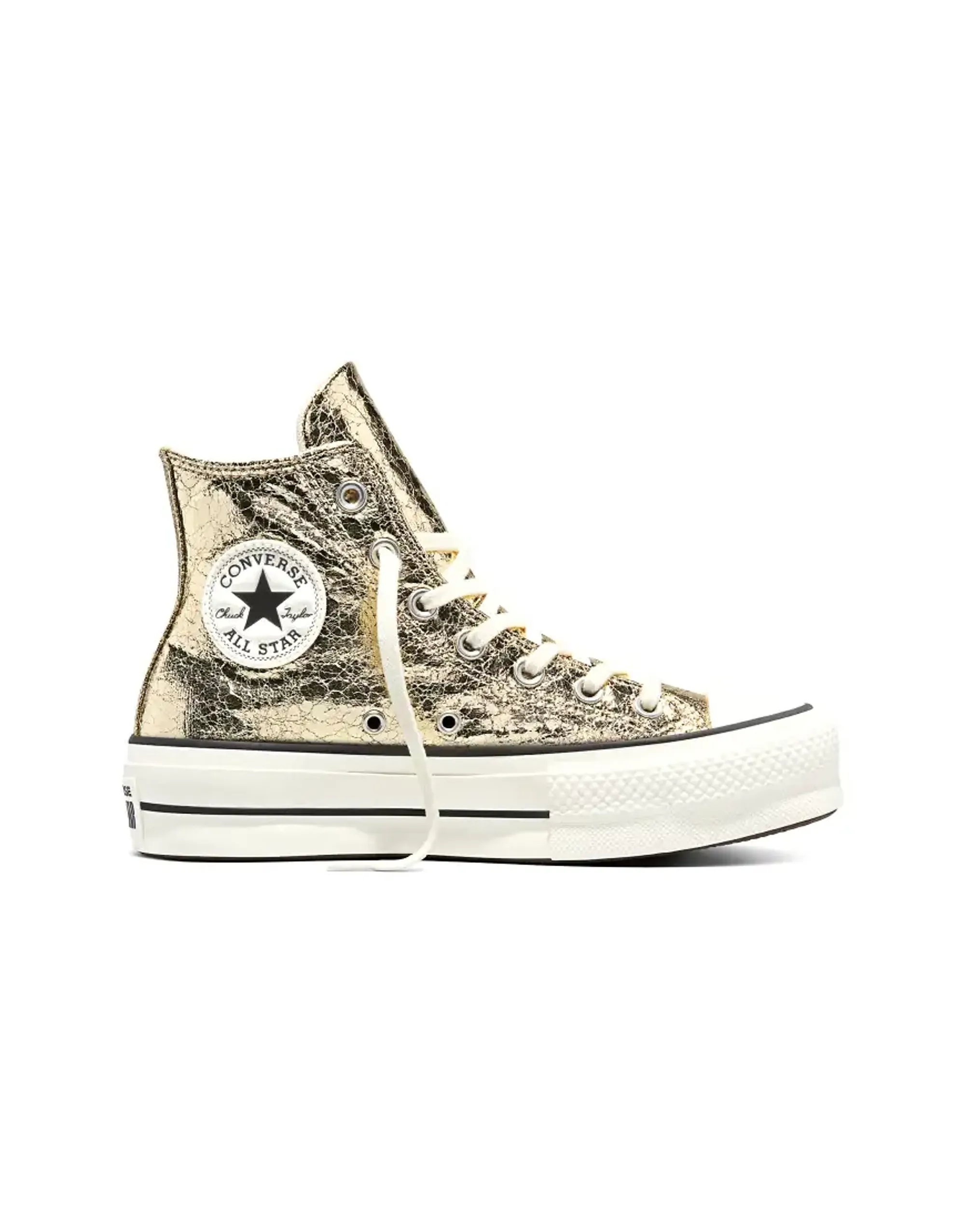 Converse All Star Lift Elevated Shine Trainers in Gold