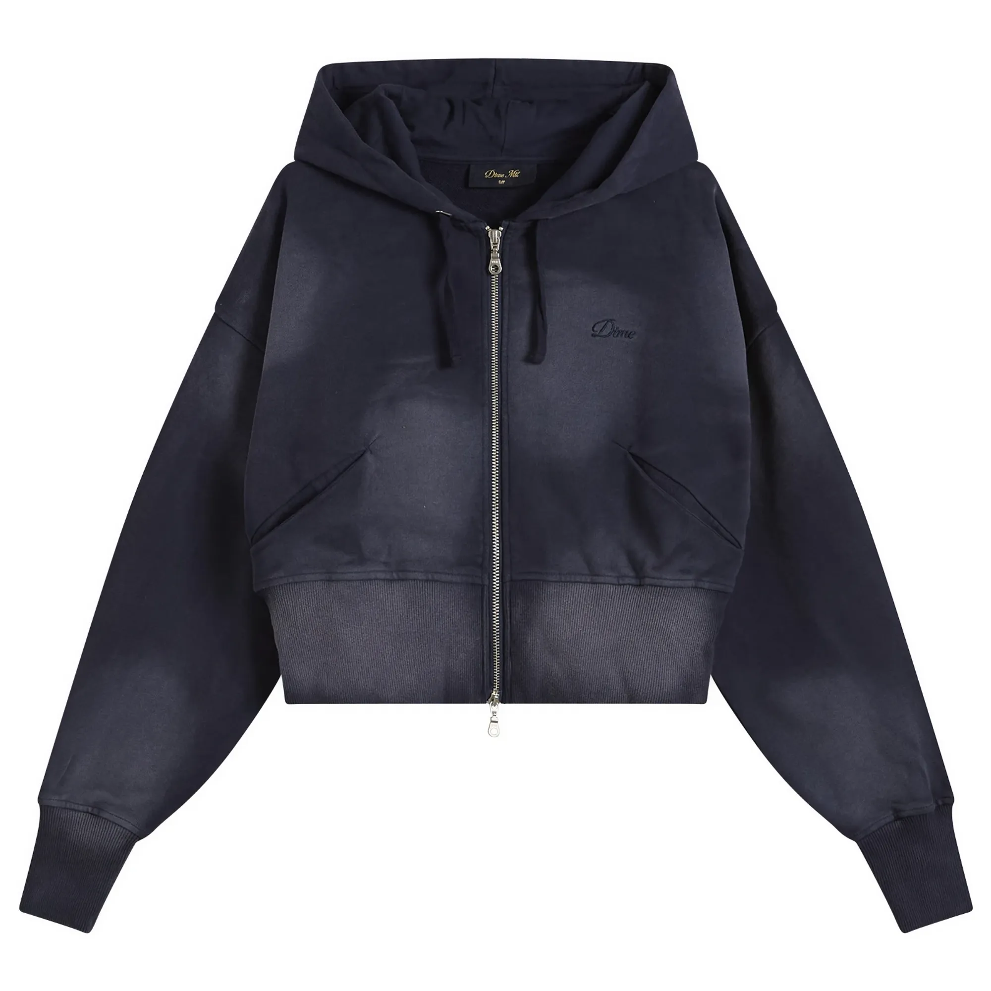 Dime Women's Crop Zip Hoodie Navy Washed