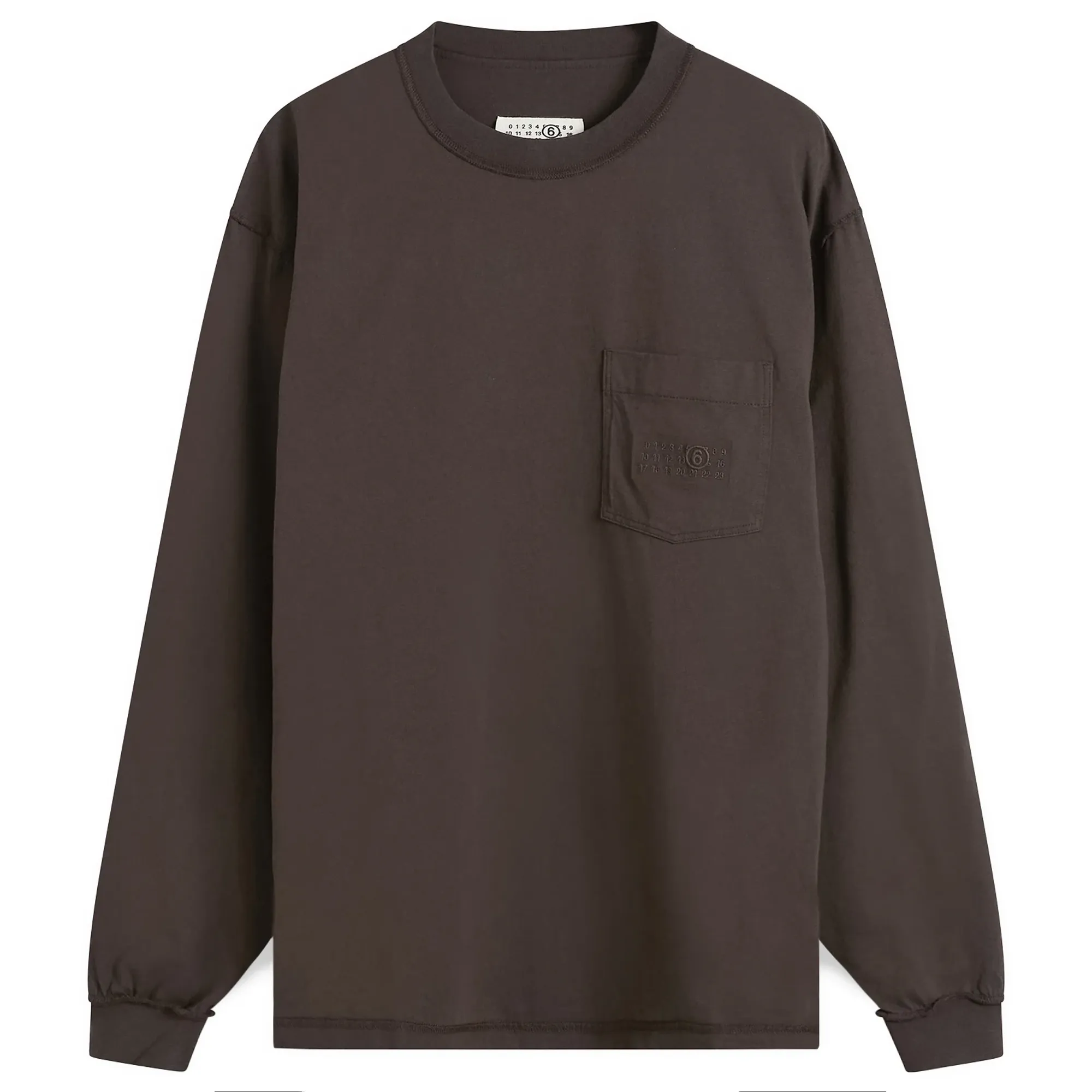 MM6 Maison Margiela Men's Long-Sleeved Logo T-Shirt Chocolate