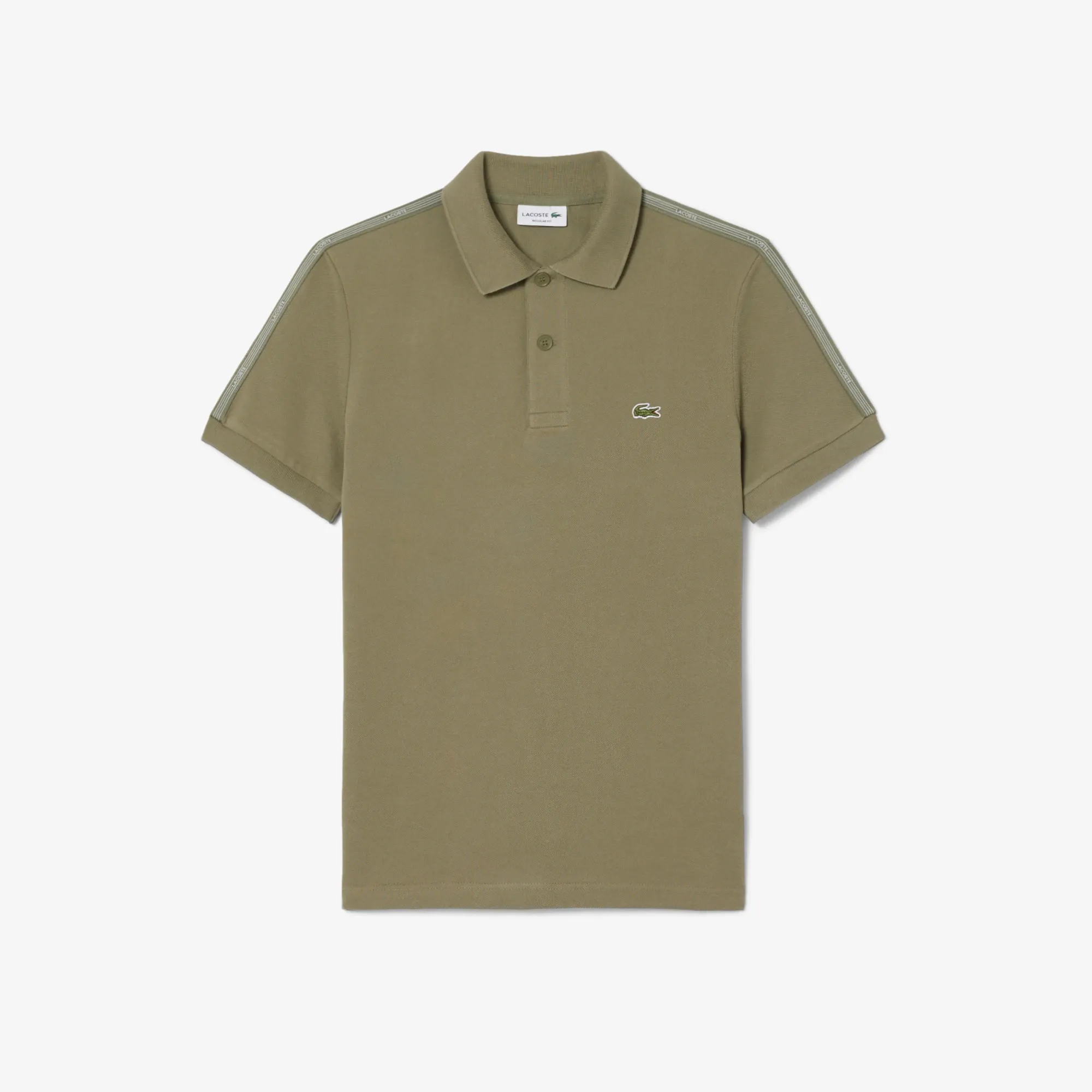 Lacoste Regular Fit Logo Stripe Polo Shirt - Khaki Green