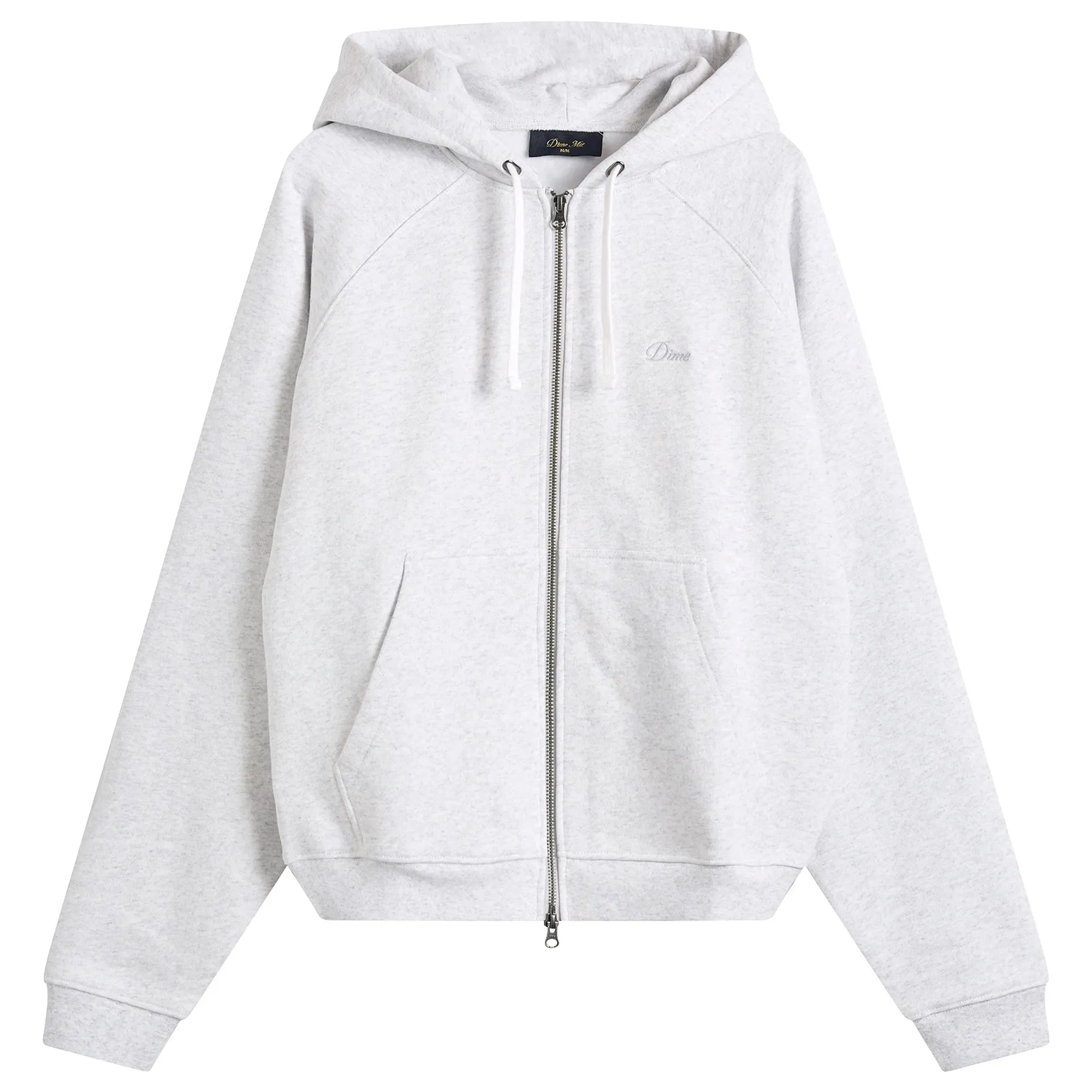 Dime Cursive Small Logo Zip Hoodie Ash