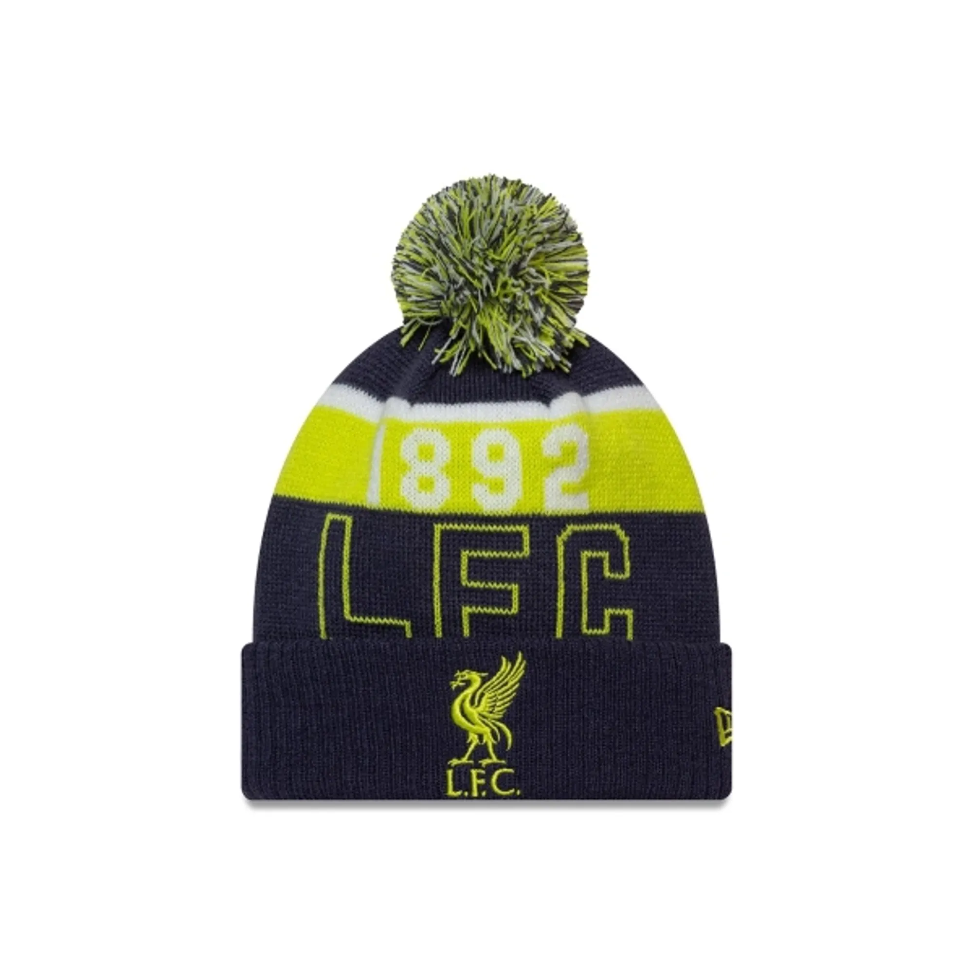 LFC NEW ERA SPORT CUFF 1892 Beanie POM POM Navy & Lime Green