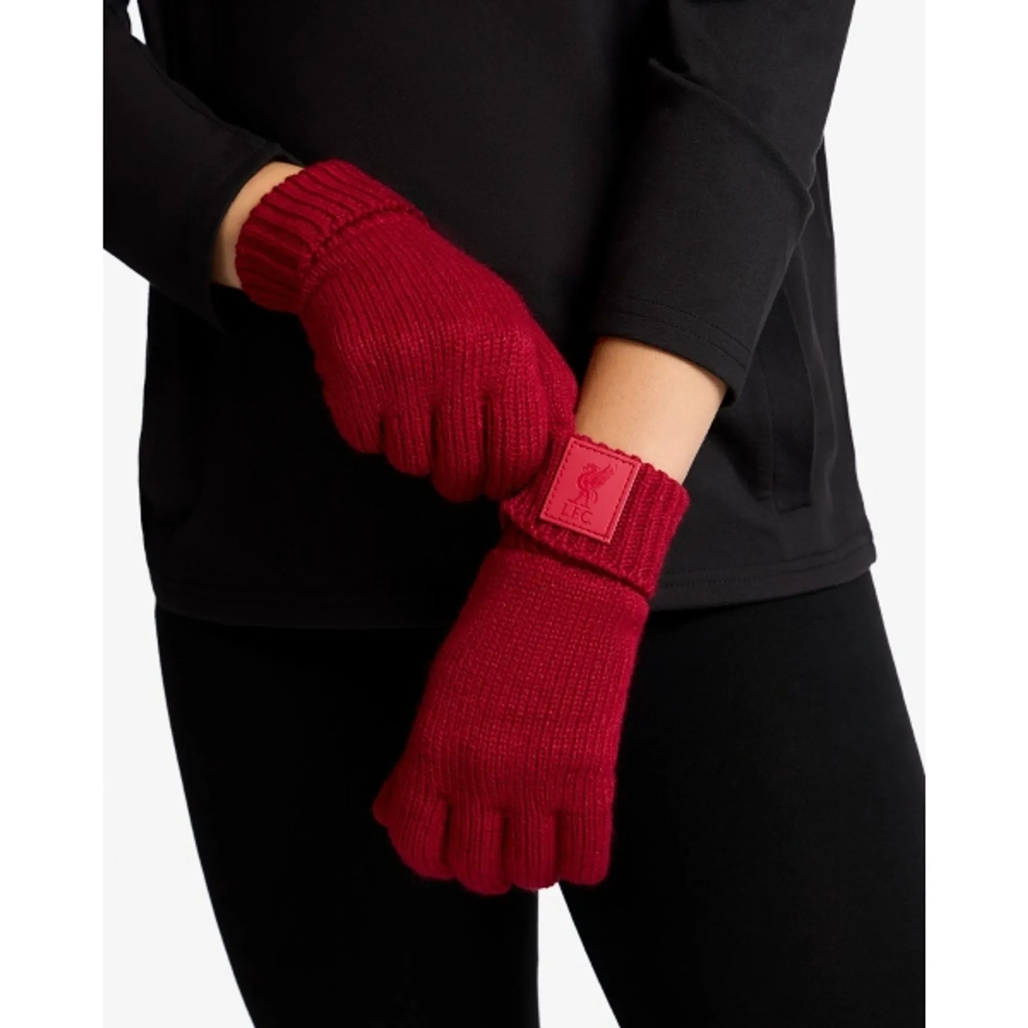 LFC Womens Ribbed Gloves Red