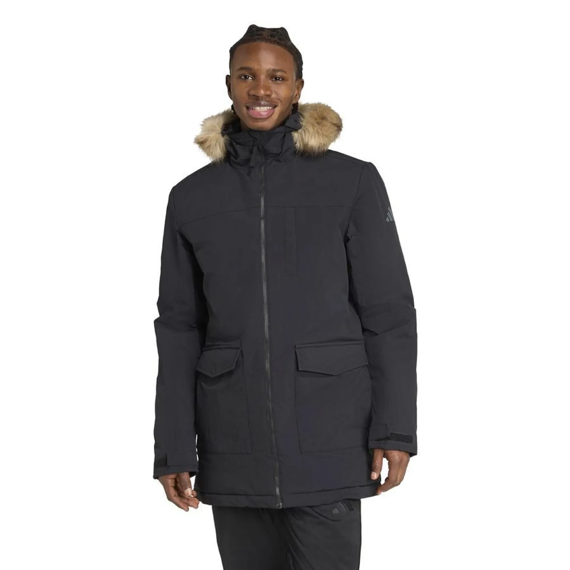 Adidas Winter Jacket Paveric Fur Parka - ['Black']