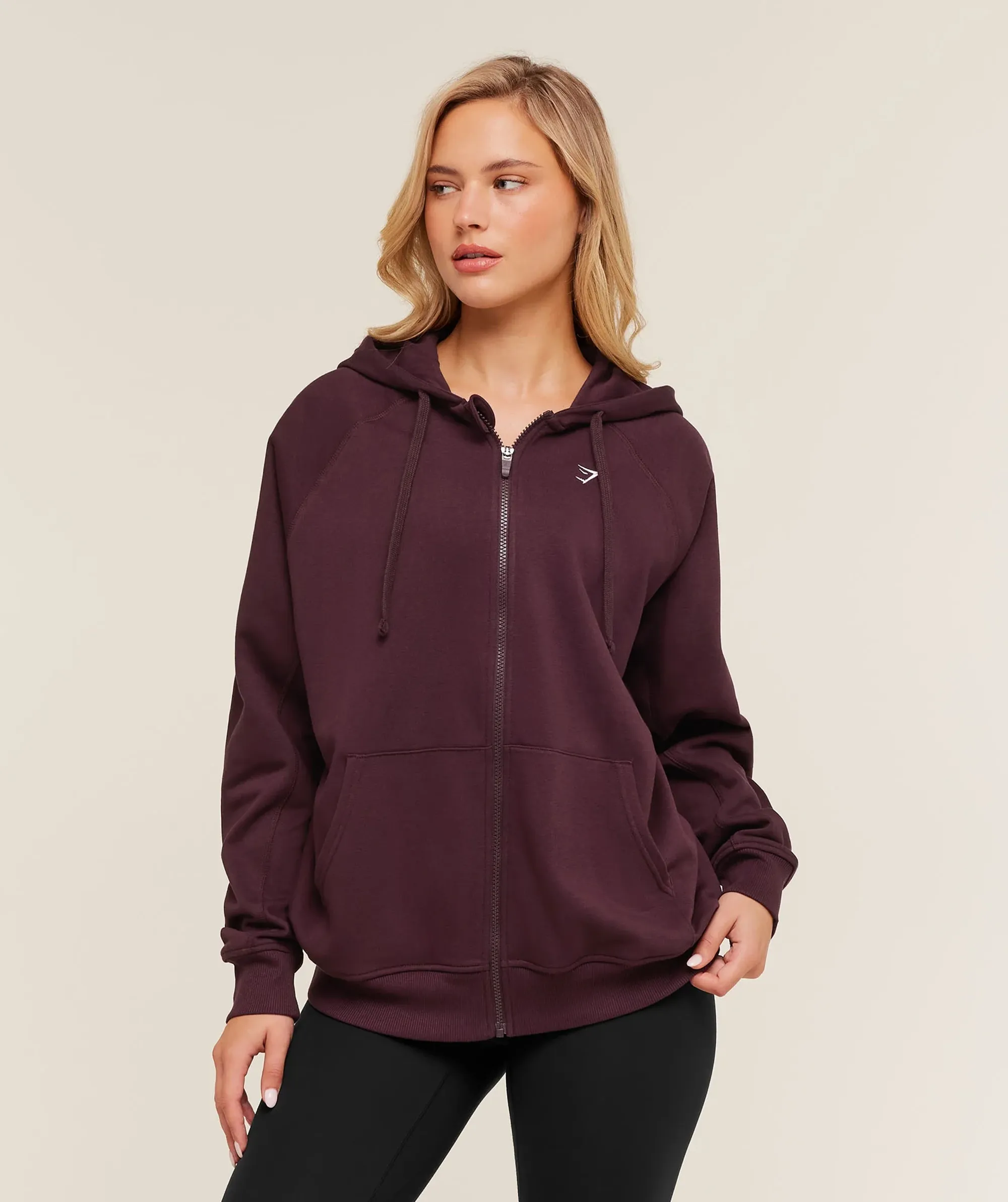  Training Fleece Oversized Zip Hoodie - GS Cherry Purple