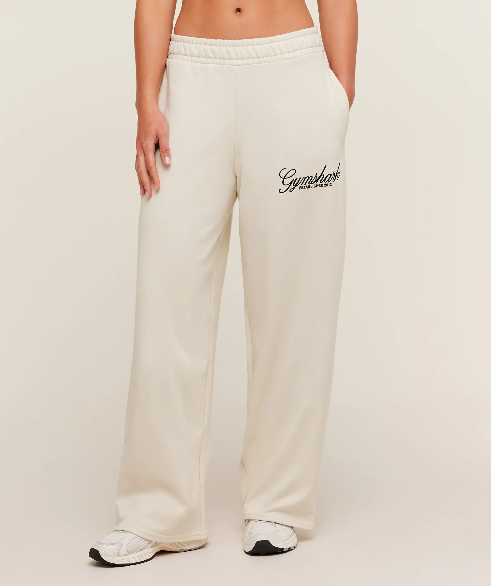 Juice Peach Wide Leg Joggers - Oat White