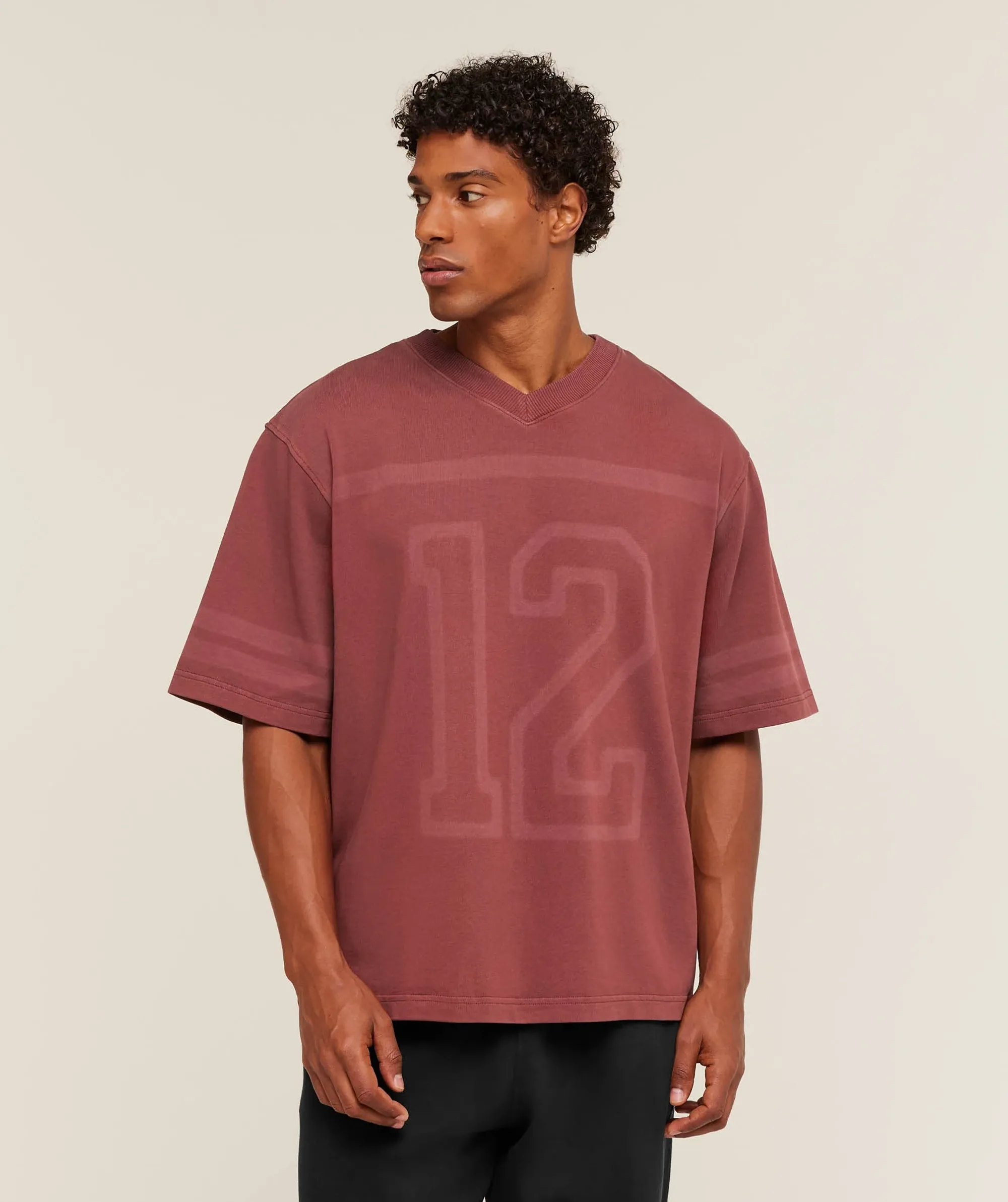  Collegiate Washed Jersey T-Shirt - Burgundy Brown