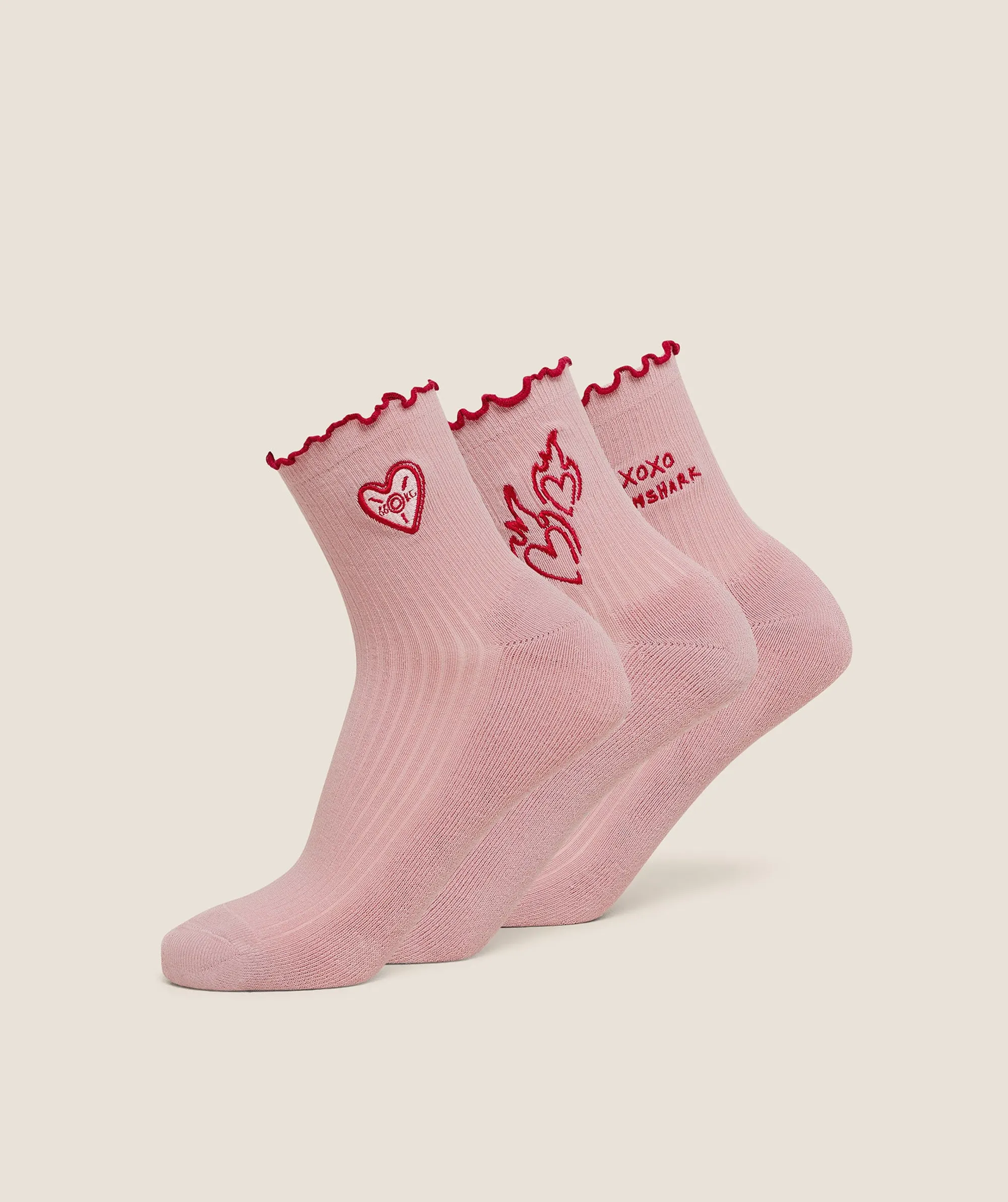  Frill Midi Sock 3pk - Cloud Pink