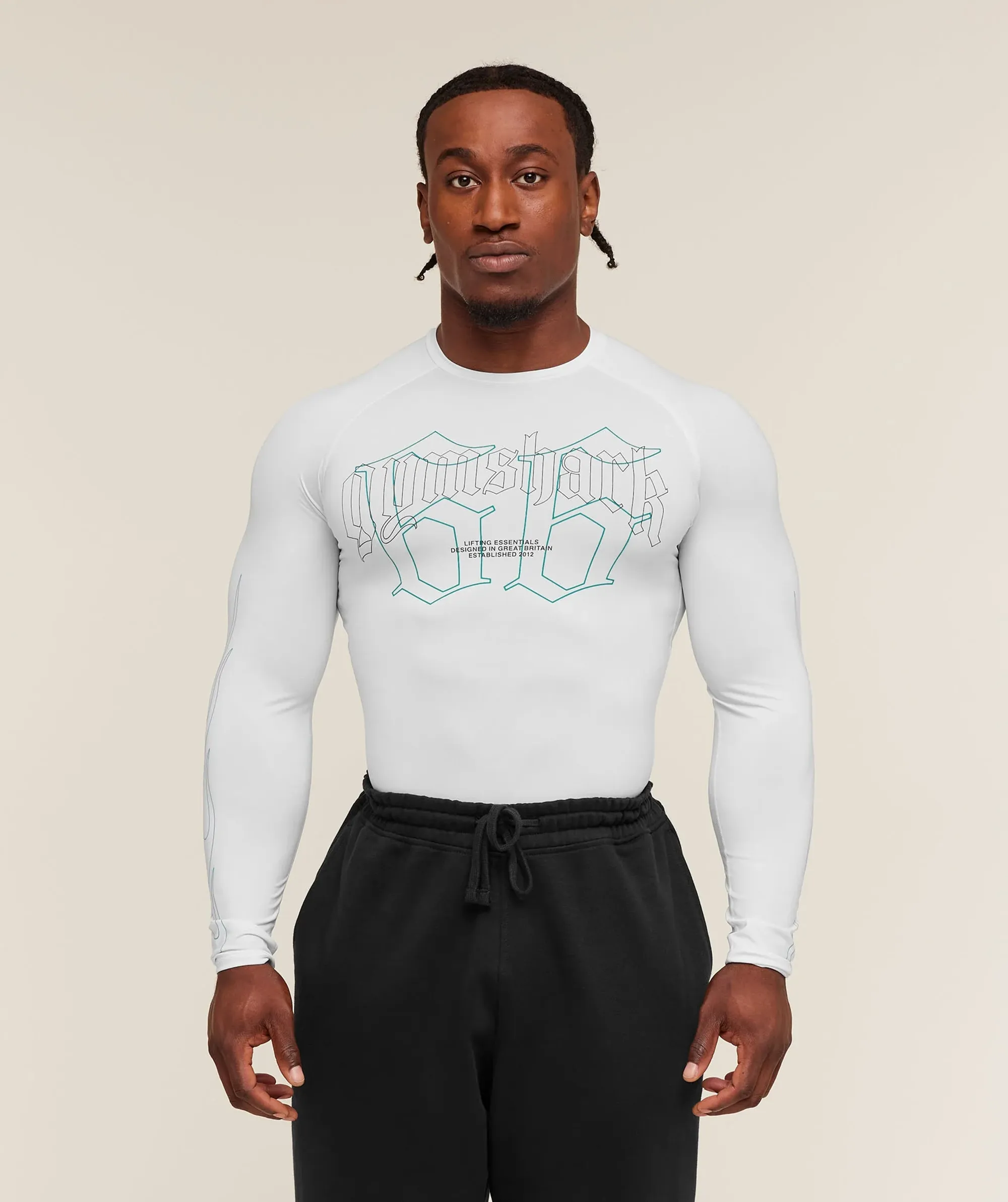  Outline Graphic Long Sleeve Baselayer - White