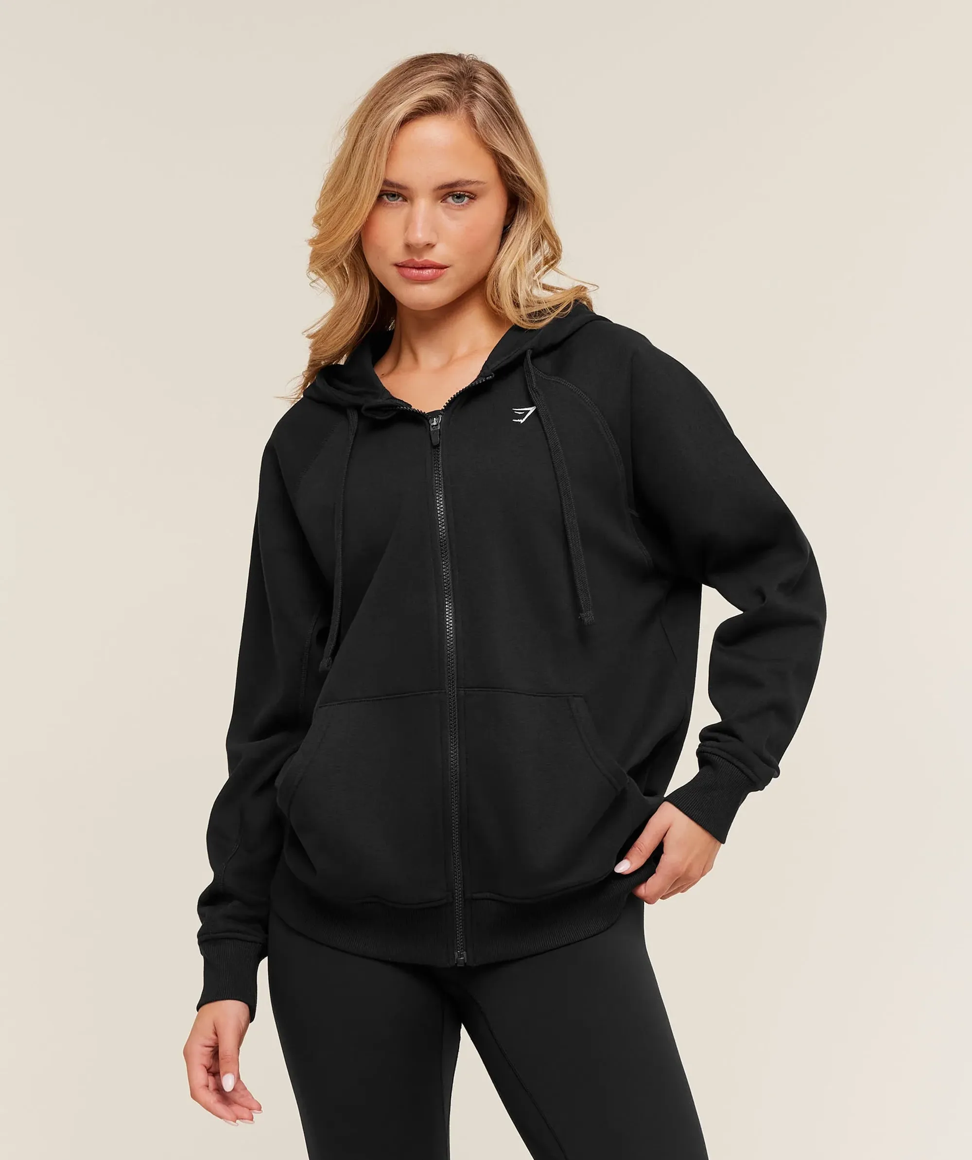  Training Fleece Oversized Zip Hoodie - GS Black
