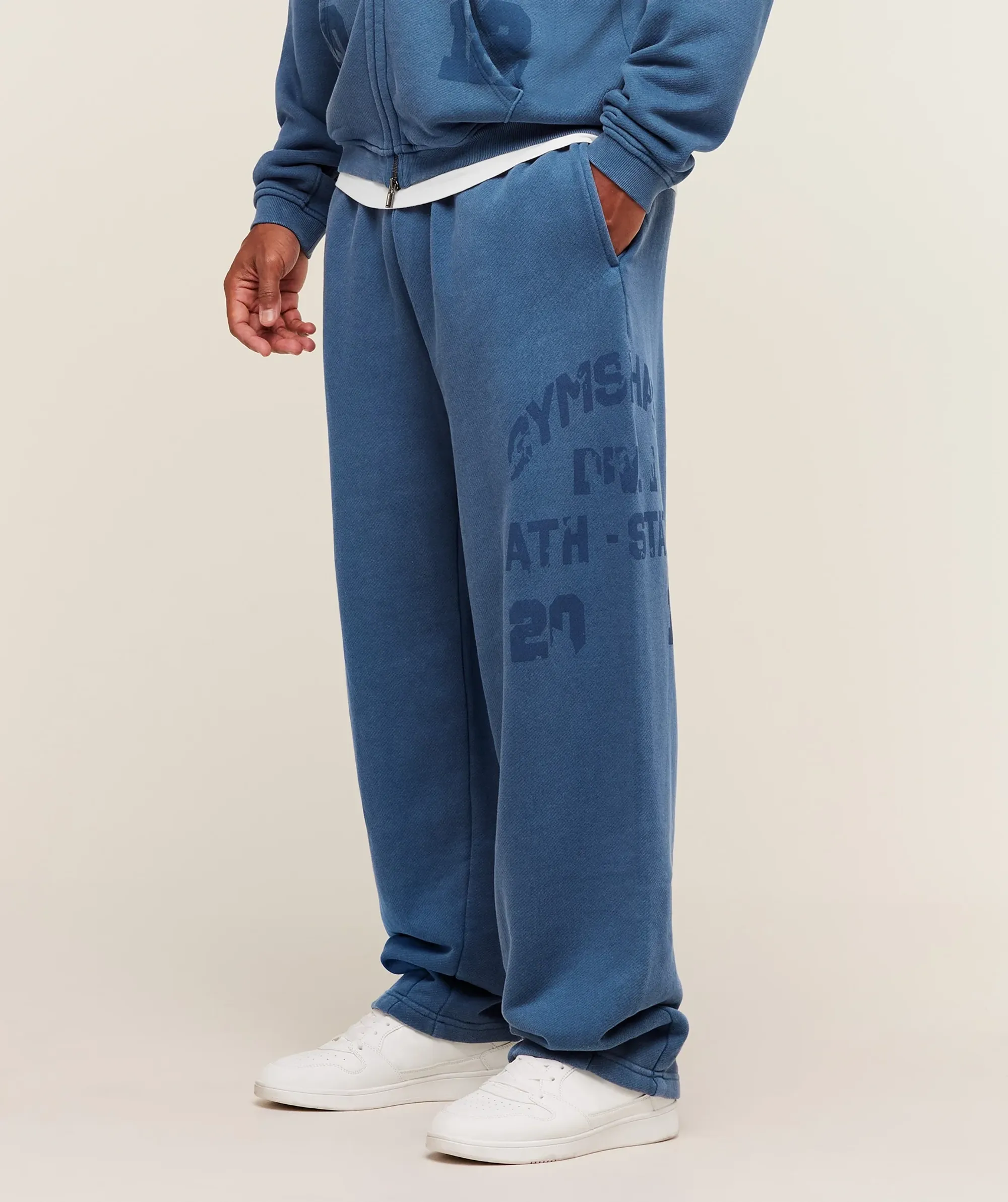  Collegiate Washed Wide Leg Joggers - Compound Blue