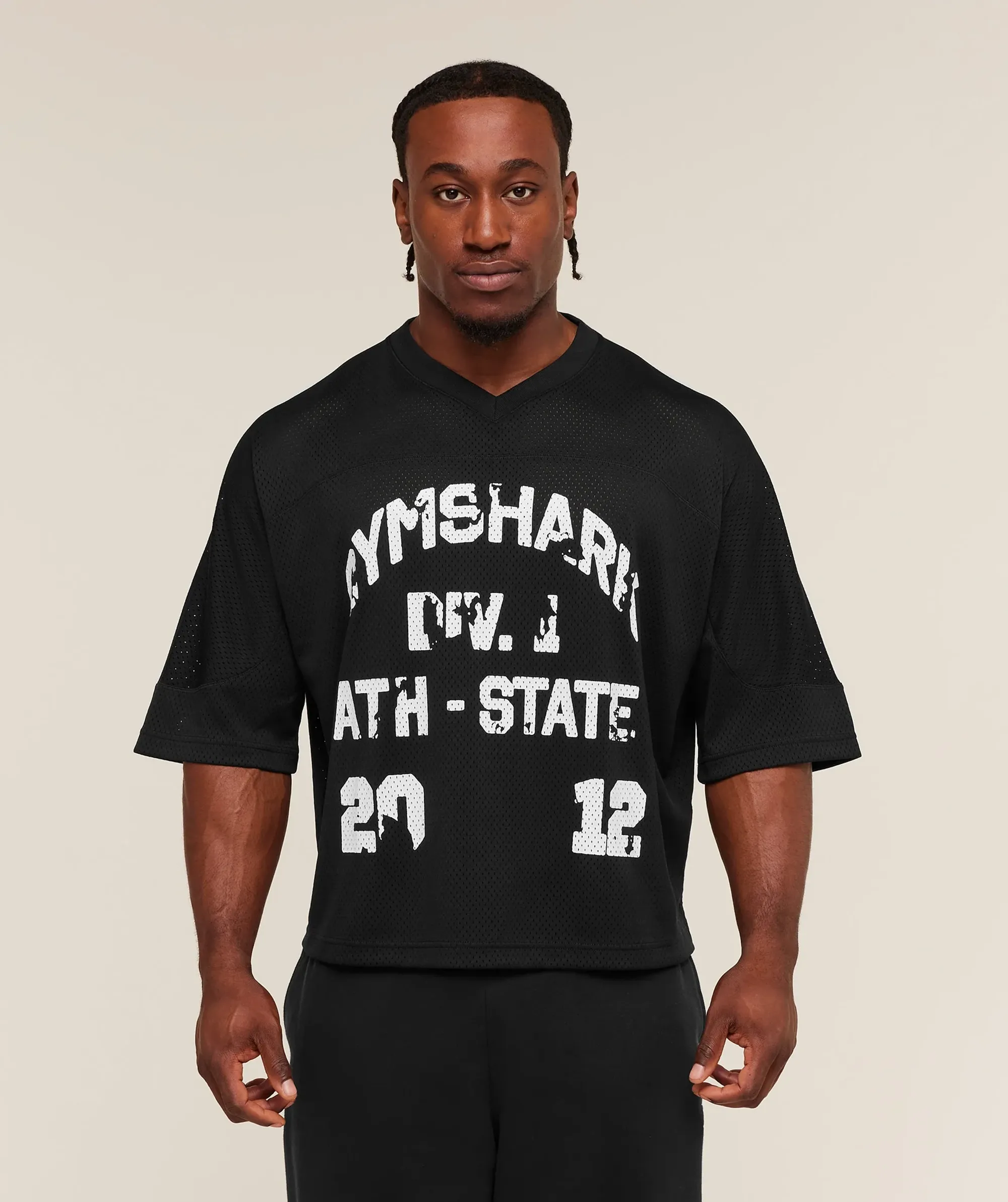  Graphic Mesh Oversized T-Shirt - Black