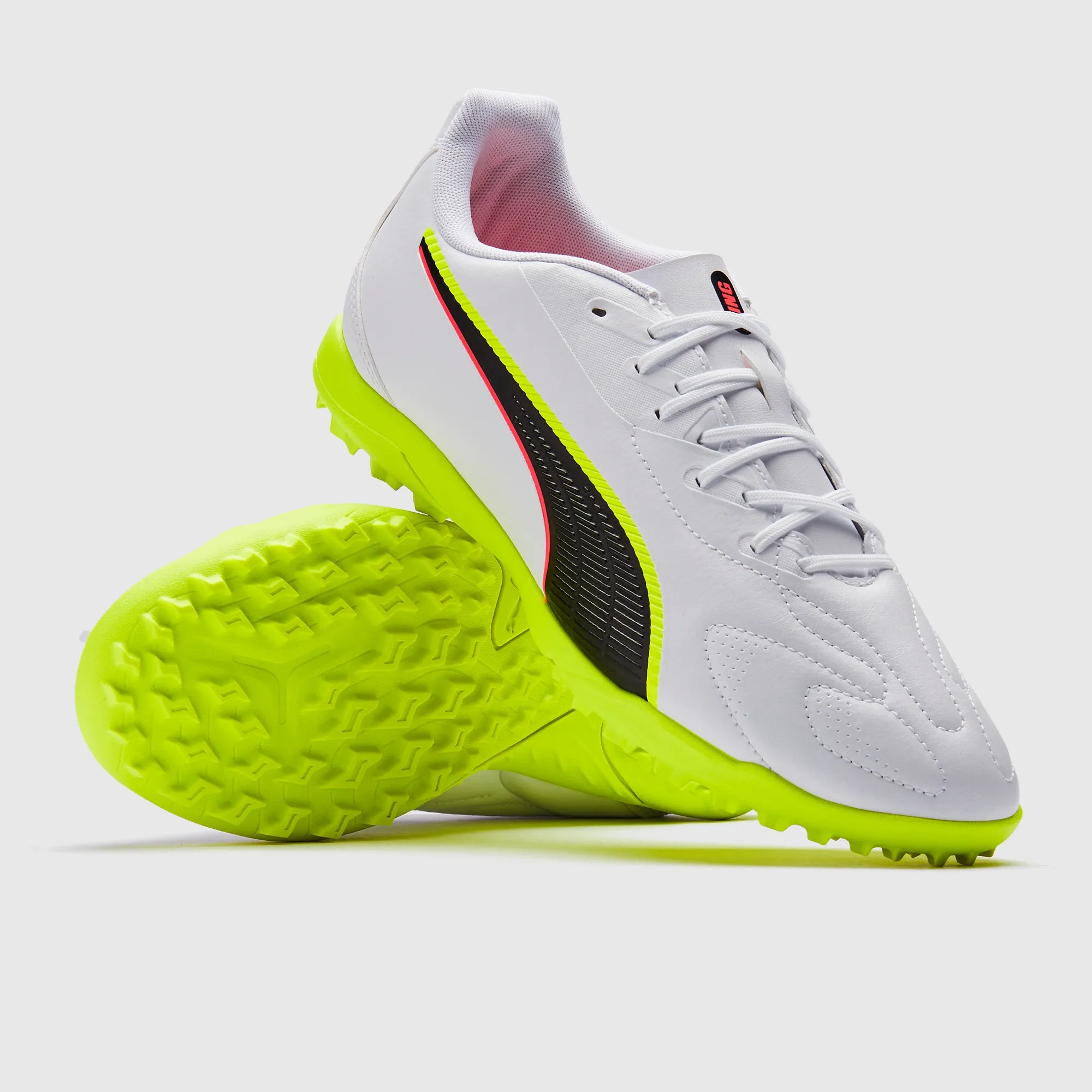 Puma King 20 Play TT Puma White Glowing Red Yellow Alert