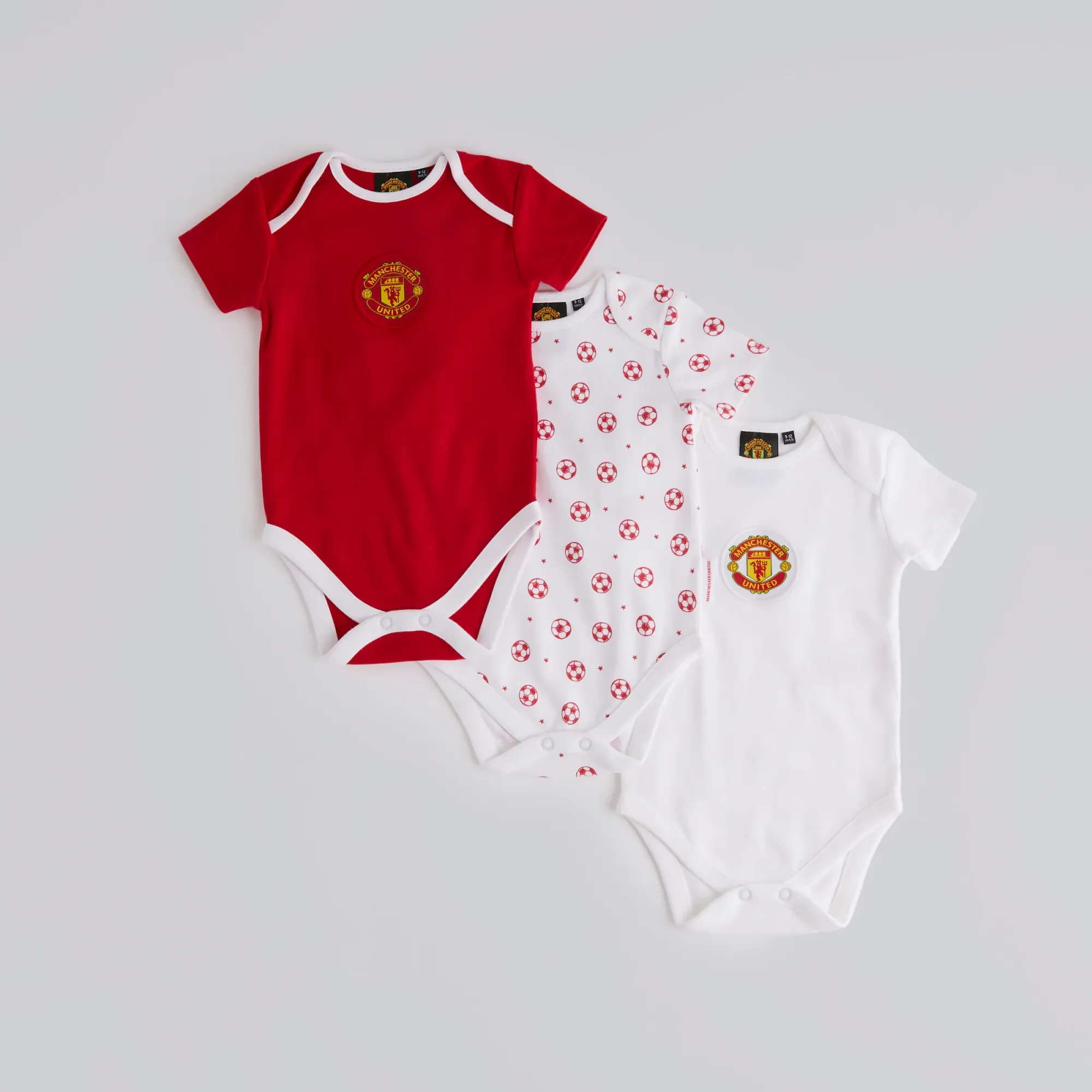 Manchester United Baby Printed Bodysuits 3 Pack Multi