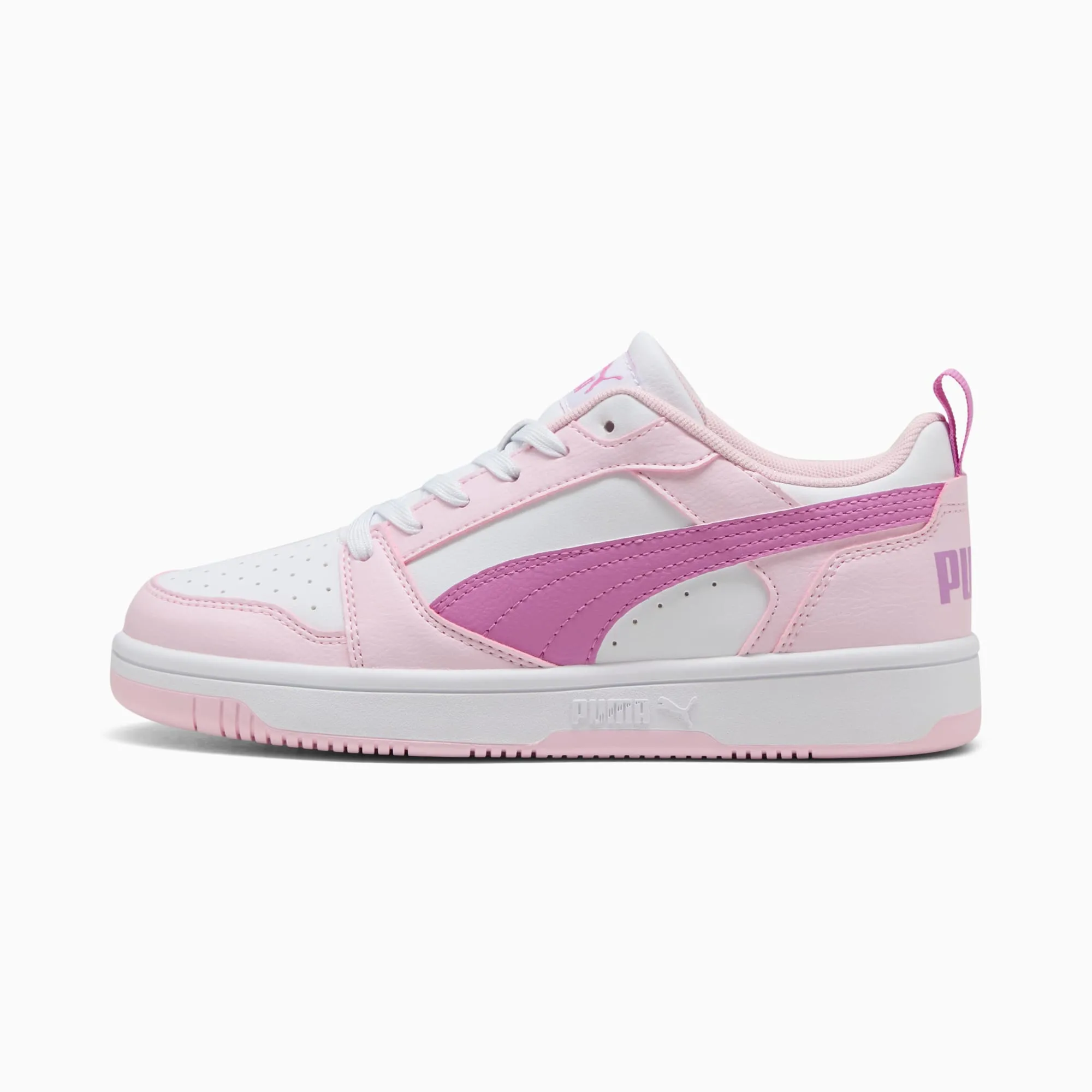 PUMA Rebound V6 Lo Youth Sneakers, Pearl Pink/Mauve Pop/White, size 3