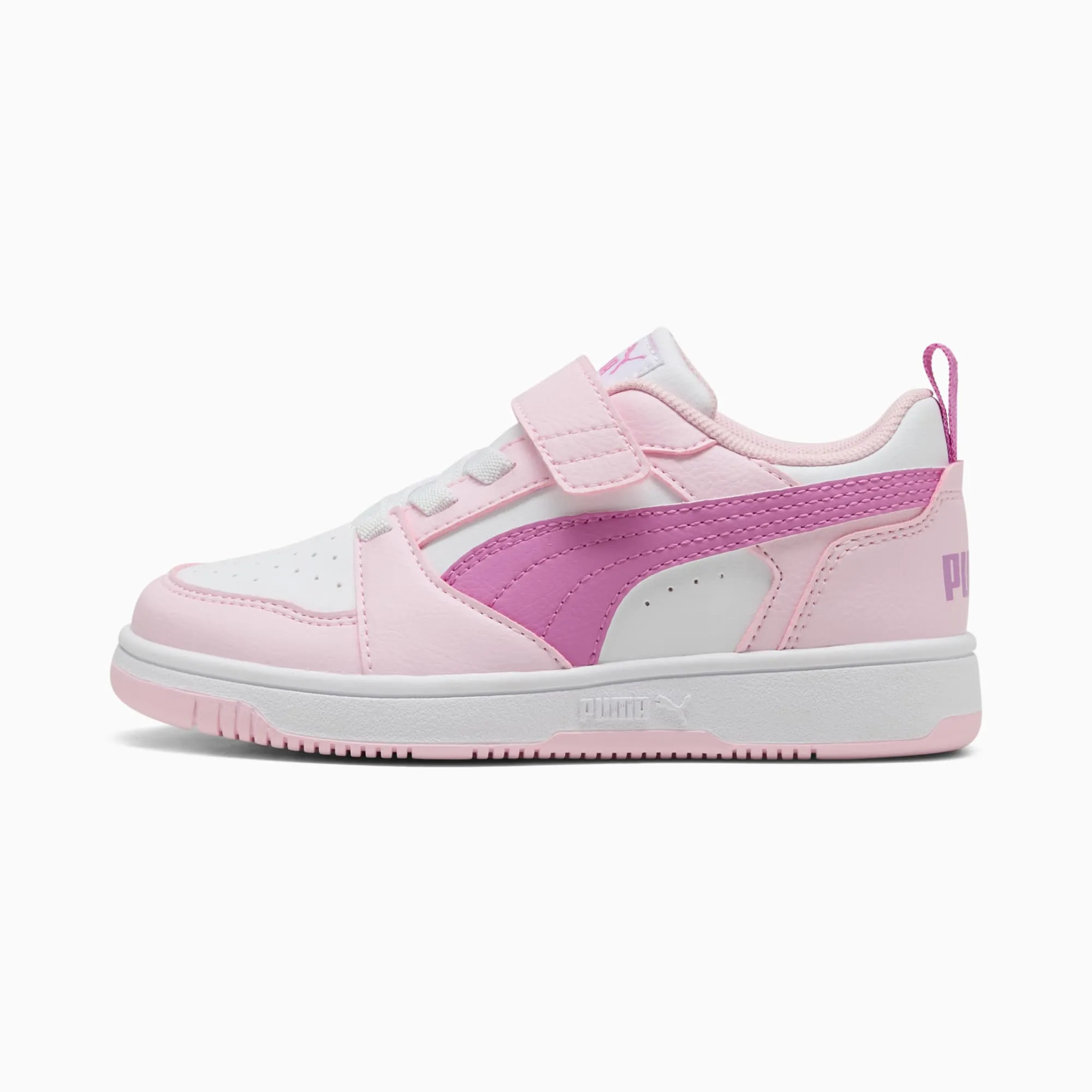 PUMA Rebound V6 Lo Kids' Sneakers, Pearl Pink/Mauve Pop/White, size 1