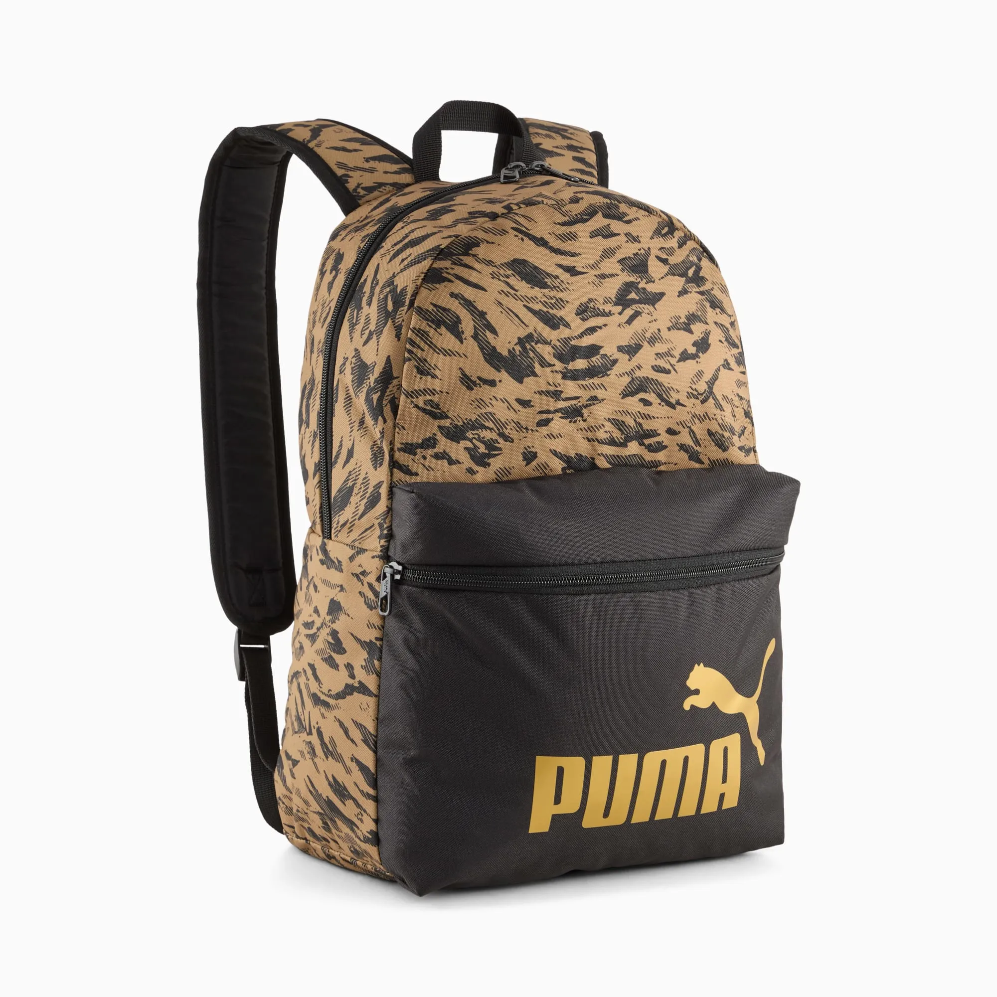PUMA Phase All-Over Print 22L Backpack, Black/Gold No. Logo