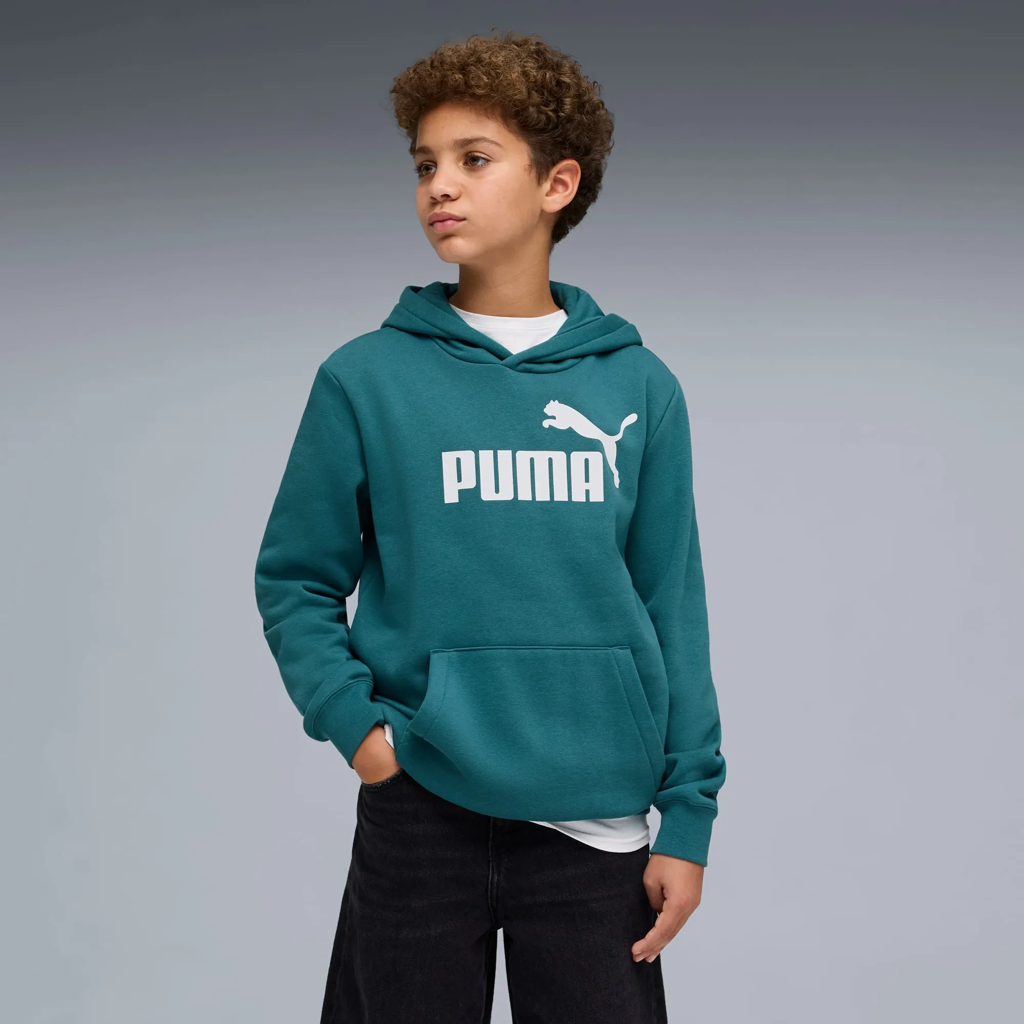 PUMA Ess No. 1 Logo Fleece Hoodie Youth, Emerald Ice, size 11-12 Youth
