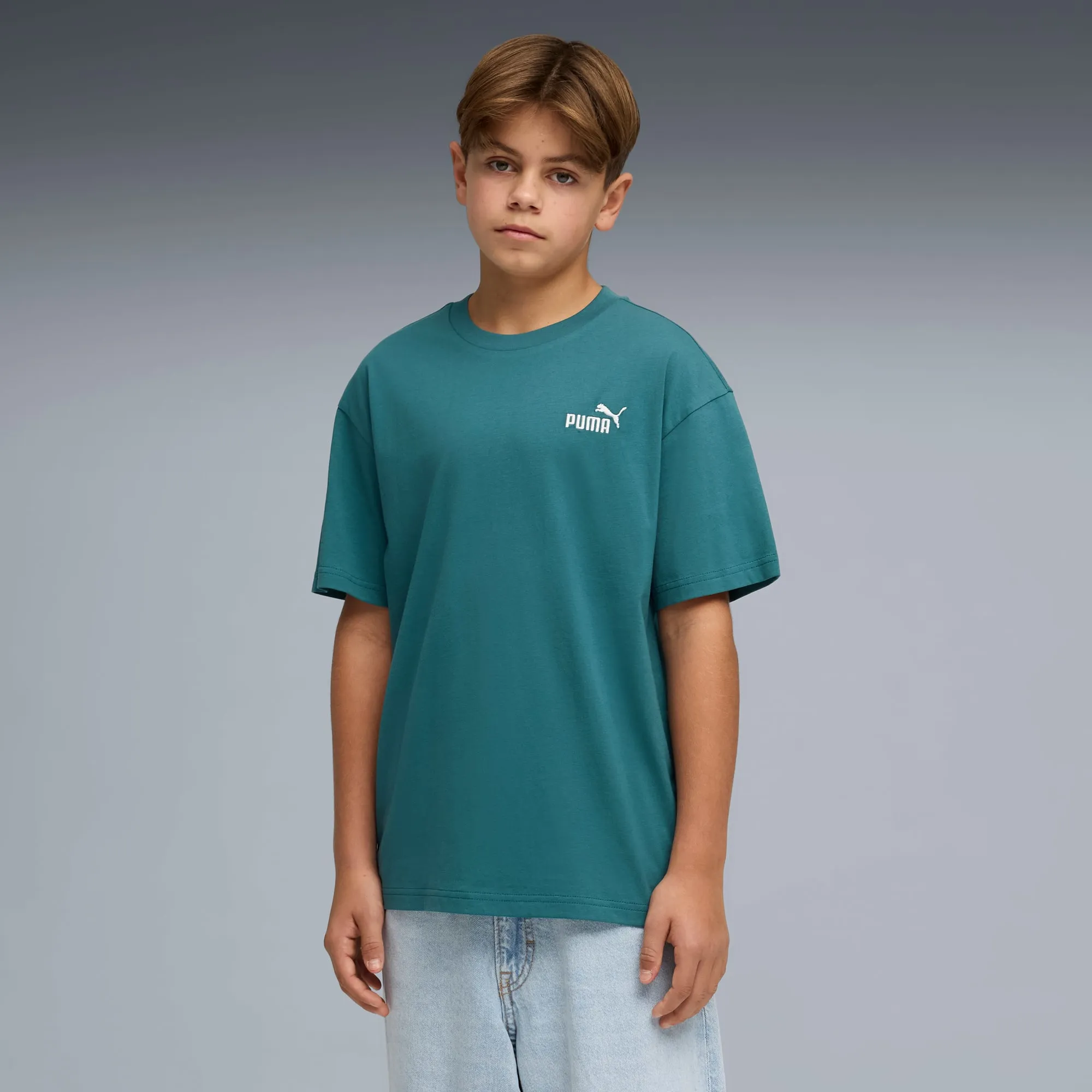 PUMA Ess Small No. 1 Logo Relaxed T-Shirt Youth, Emerald Ice, size 11-12 Youth