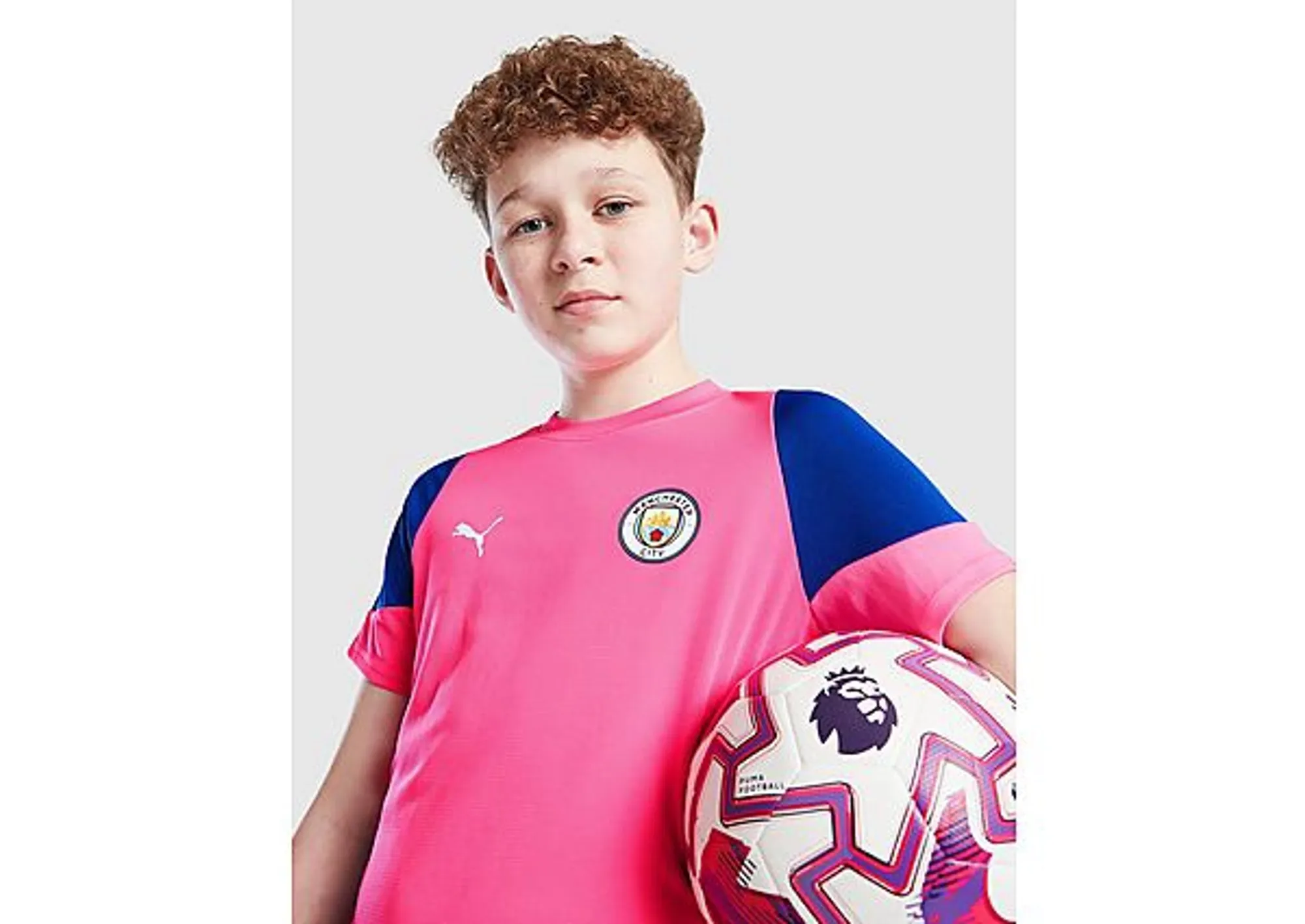 PUMA Manchester City Training Jersey Youth, Pink Pes/Vivid Blue, size 11-12 Youth