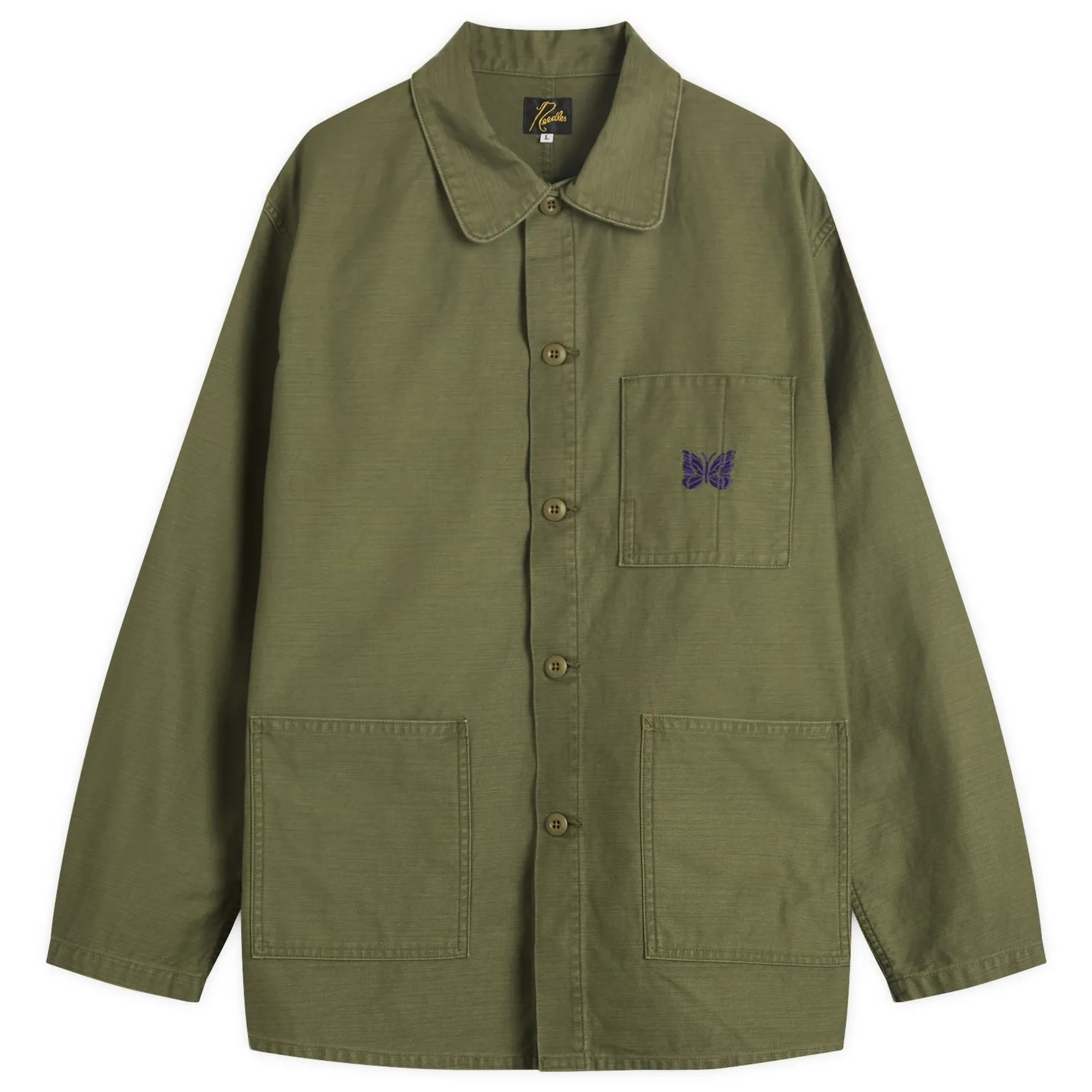 Needles Men's Reversed Sateen Coverall Jacket Olive