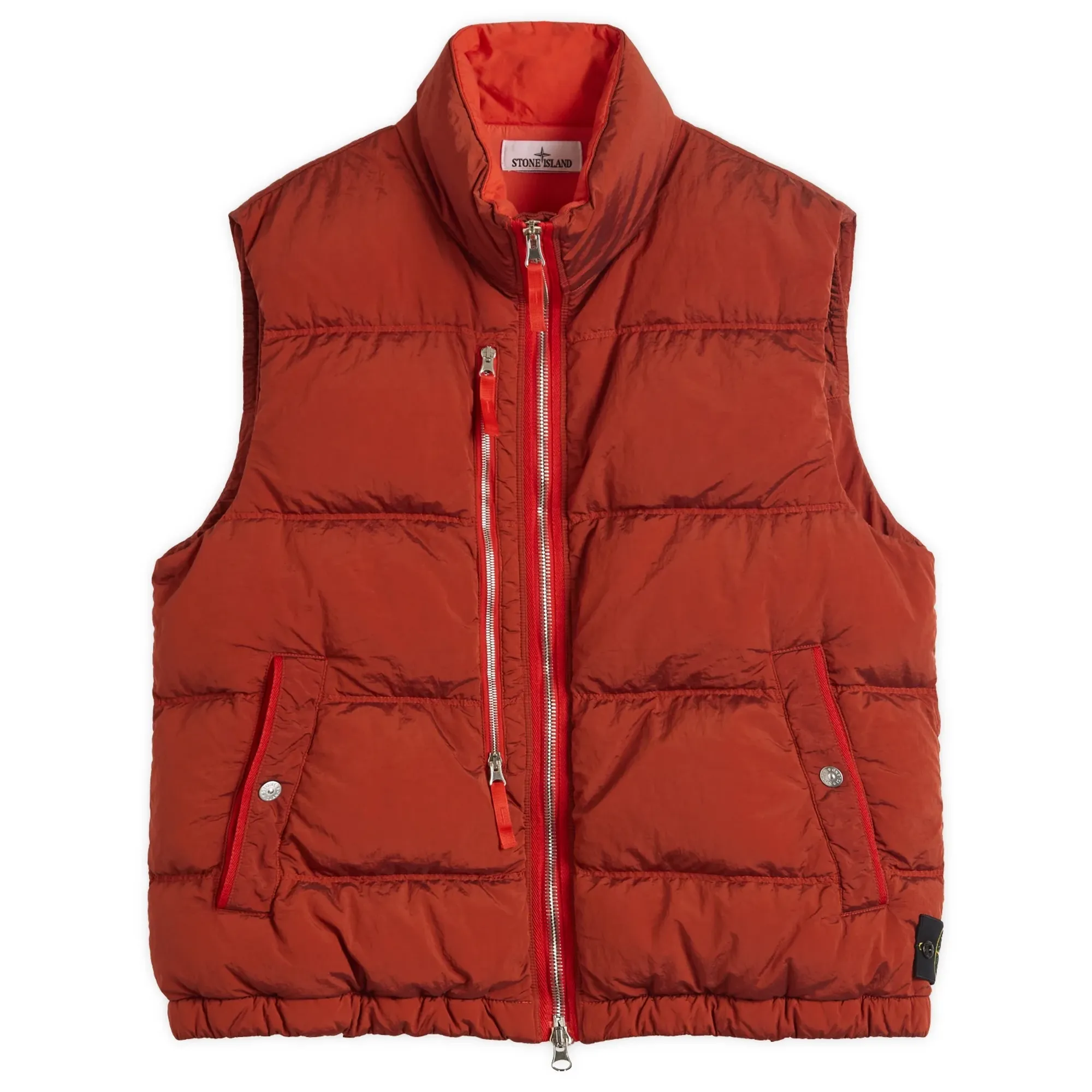 Stone Island Men's Nylon Metal EcoNyl Down Vest Scarlet