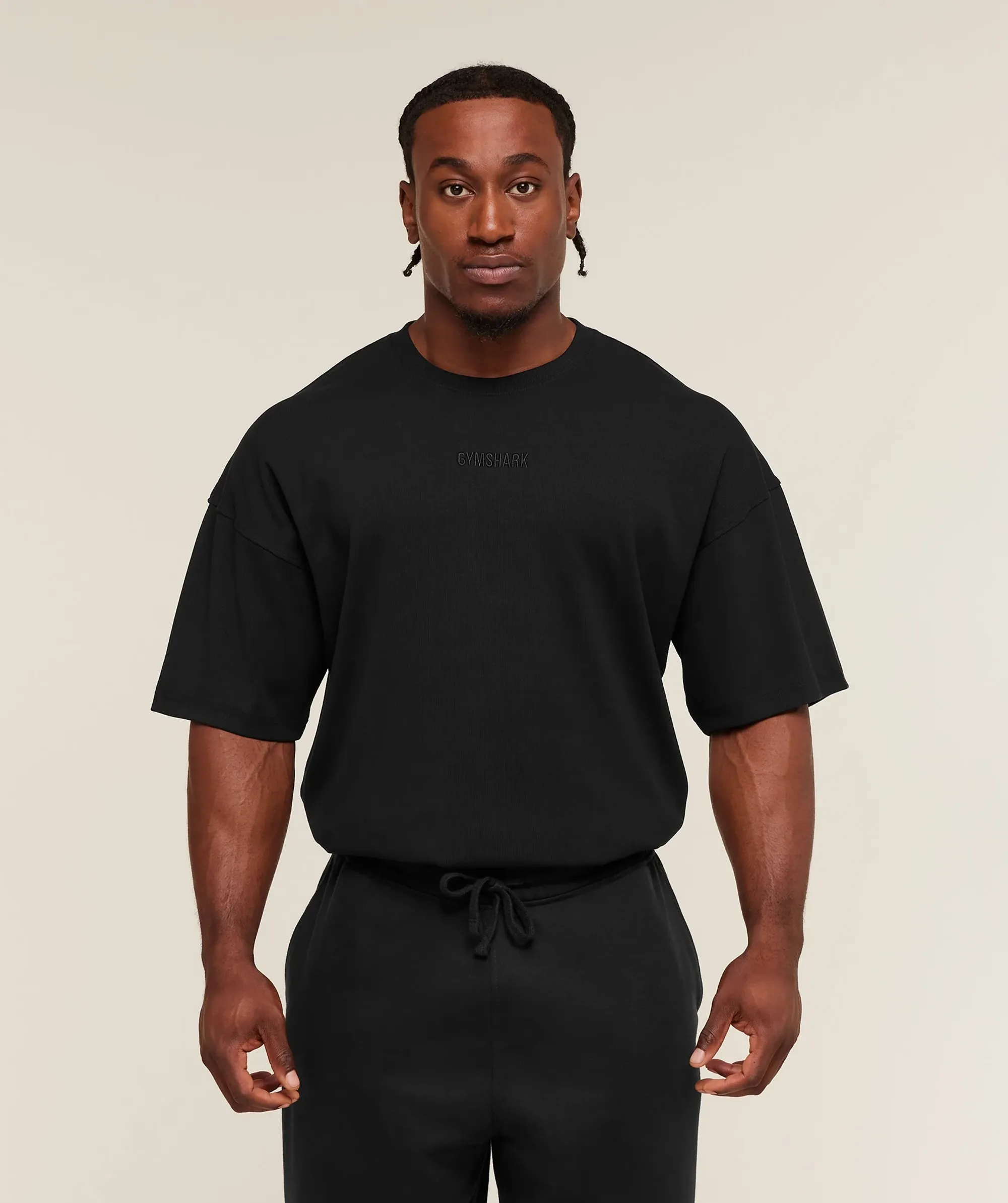  Oversized Premium Ribbed T-Shirt - Black