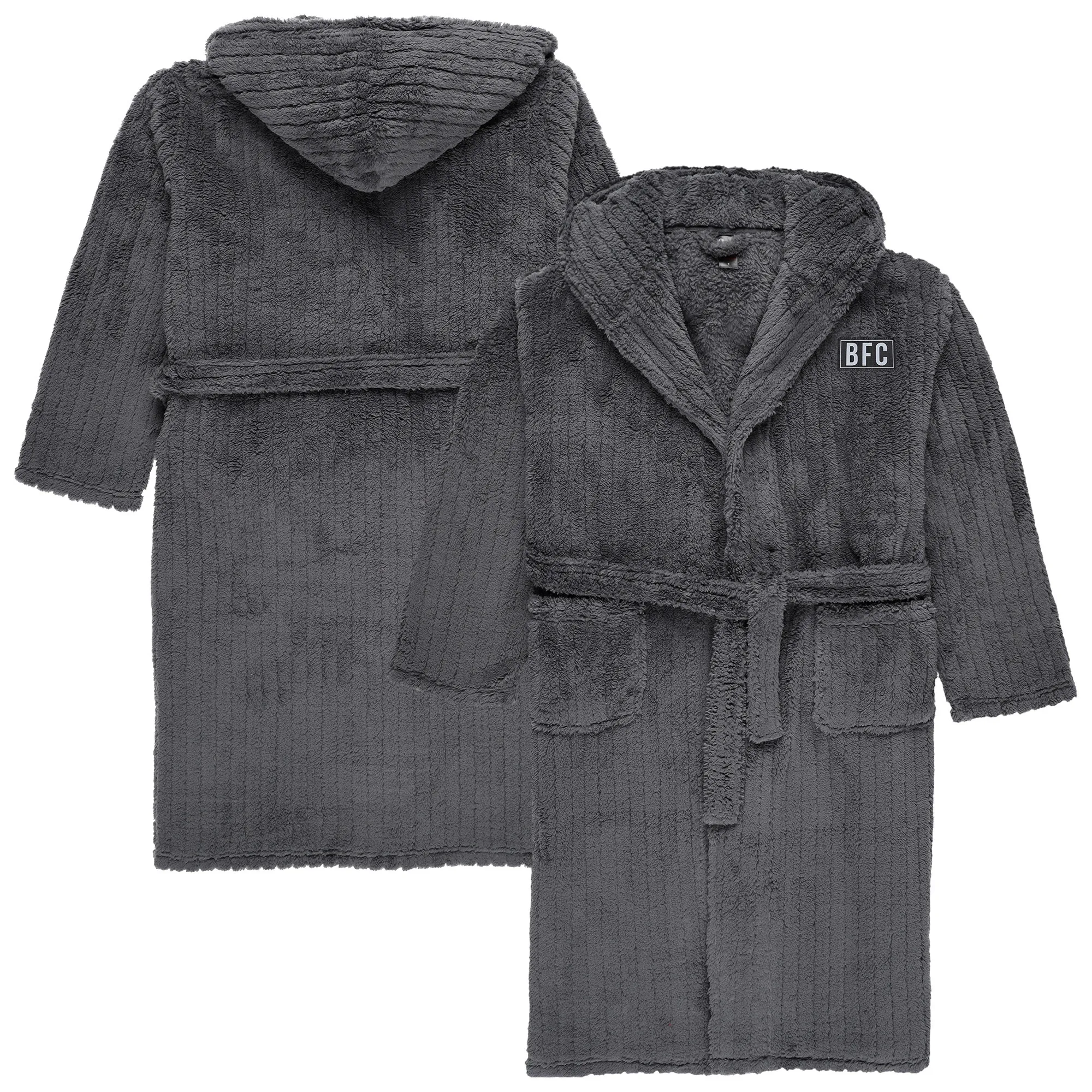 Barnsley Hooded Fleece Robe - Dark Shadow Grey - Mens
