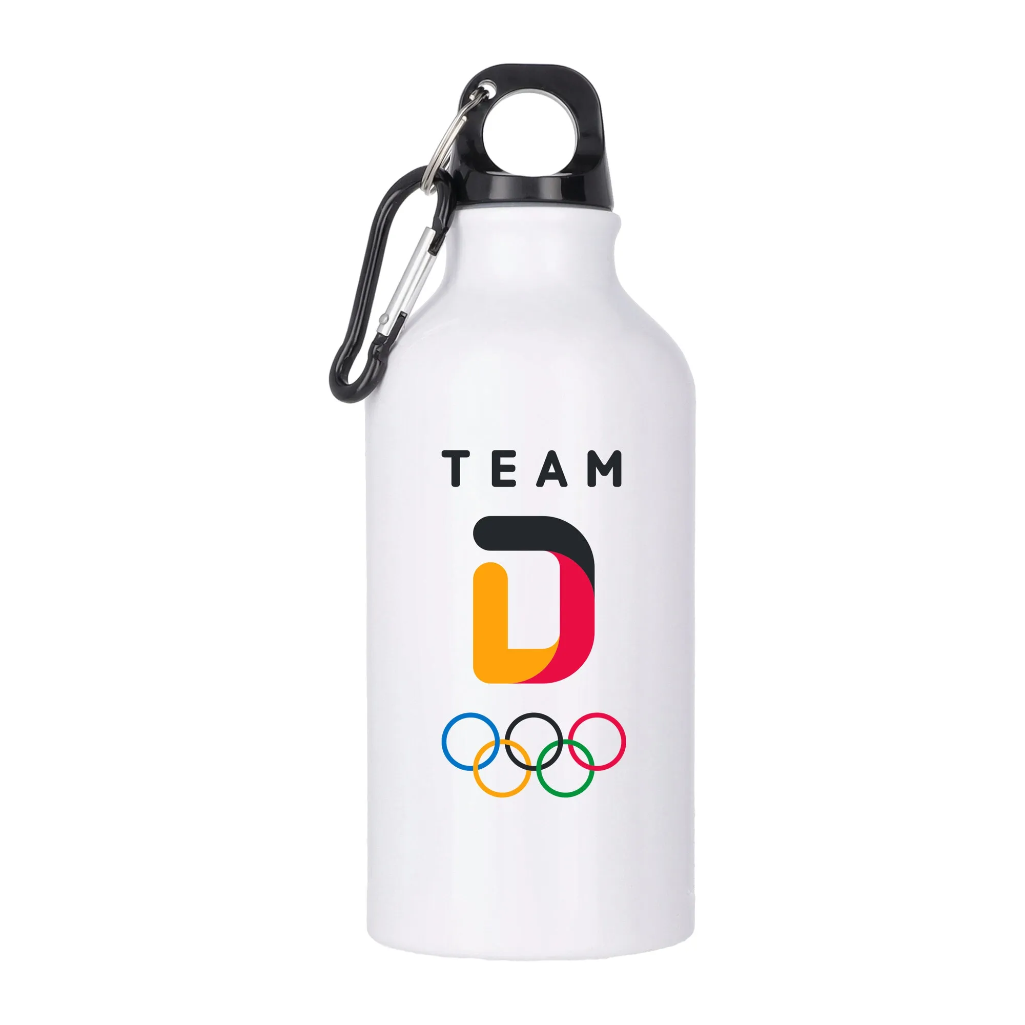 Team D Primary Logo Aluminum 400ml Drink Bottle - White