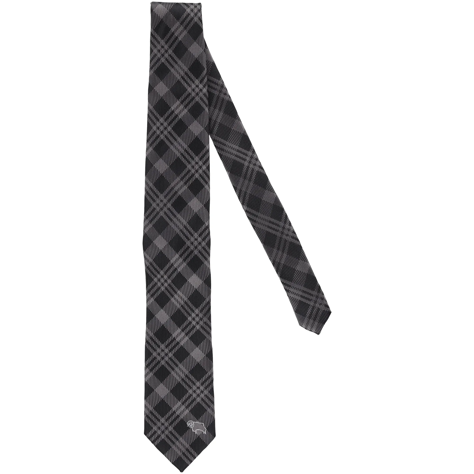 Derby County Check Tie - Grey - Adults