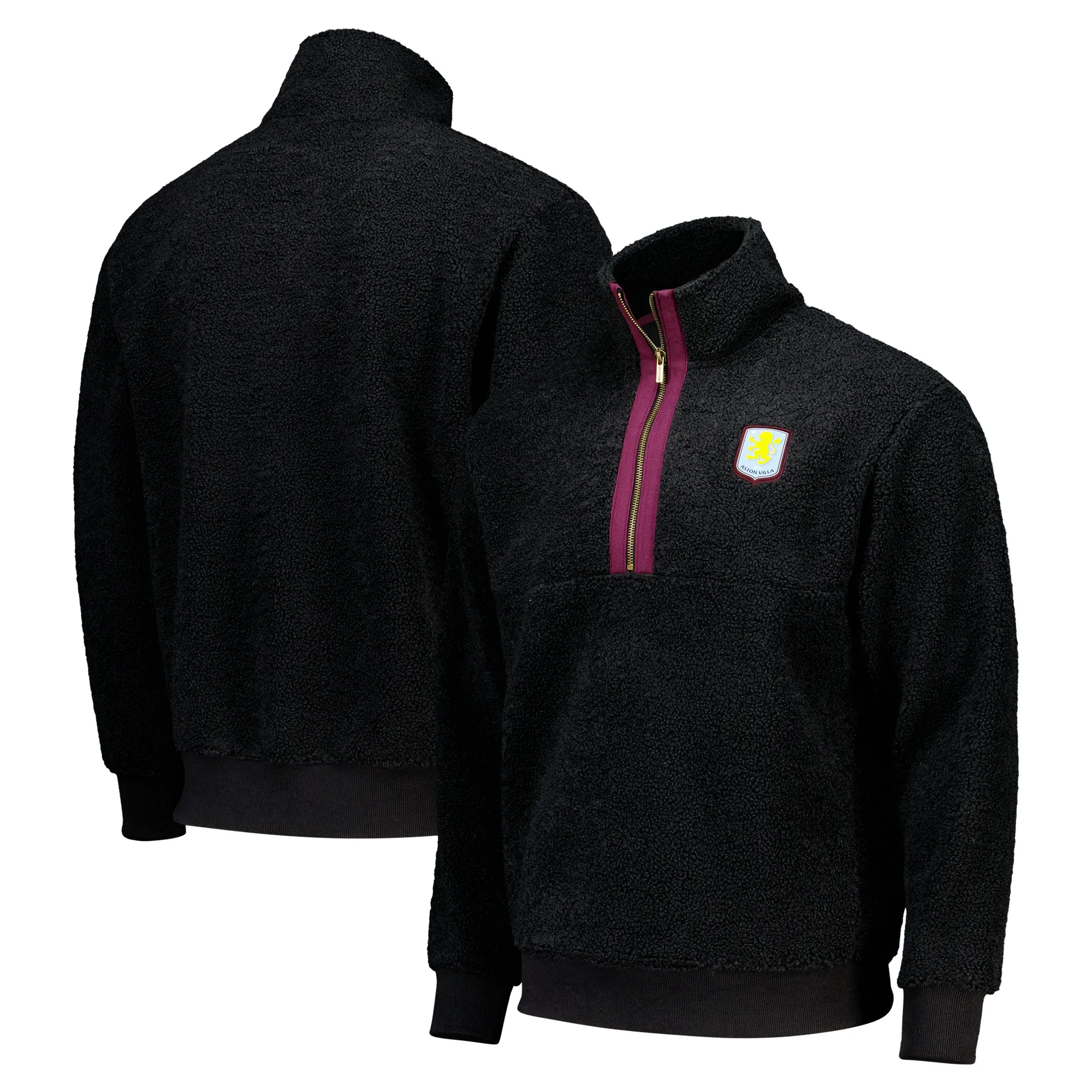 Aston Villa 1/4 Zip Sherpa Fleece - Black - Mens