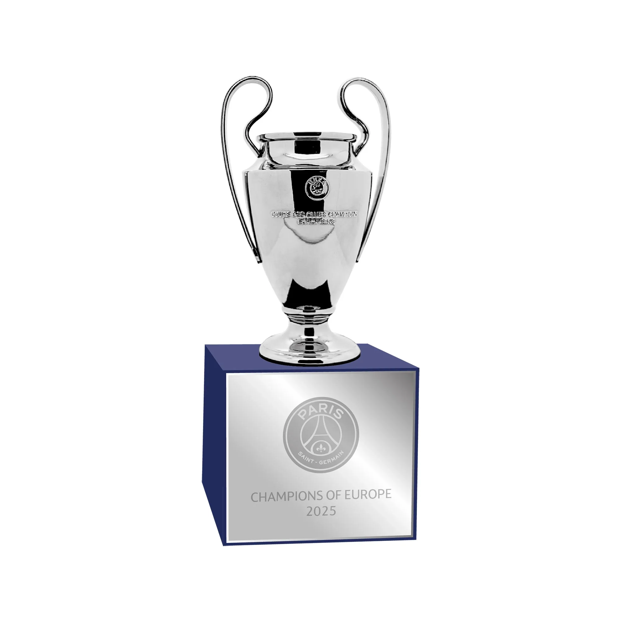 PSG UEFA CL Winners 3D Trophy on Pedestal - 45mm
