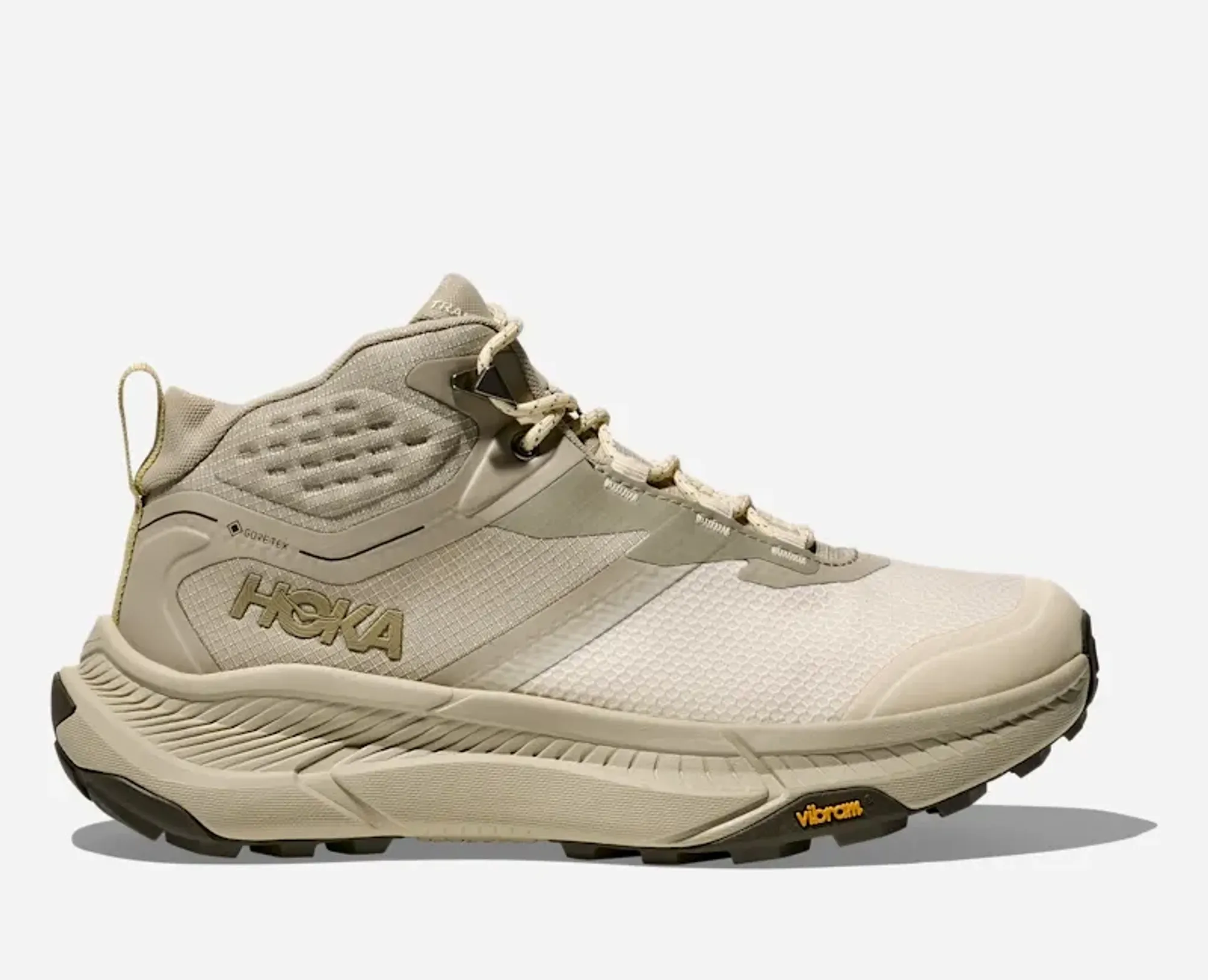 Hoka Women's Transport Hike Gore-Tex Hiking Shoes In Oyster Mushroom/Vintage Yellow