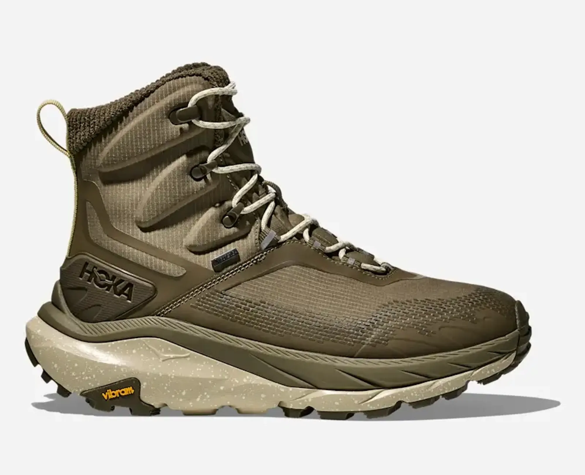 Hoka Men's Kaha 2 Frost Gore-Tex Hiking Shoes In Antique Olive/Oyster Mushroom
