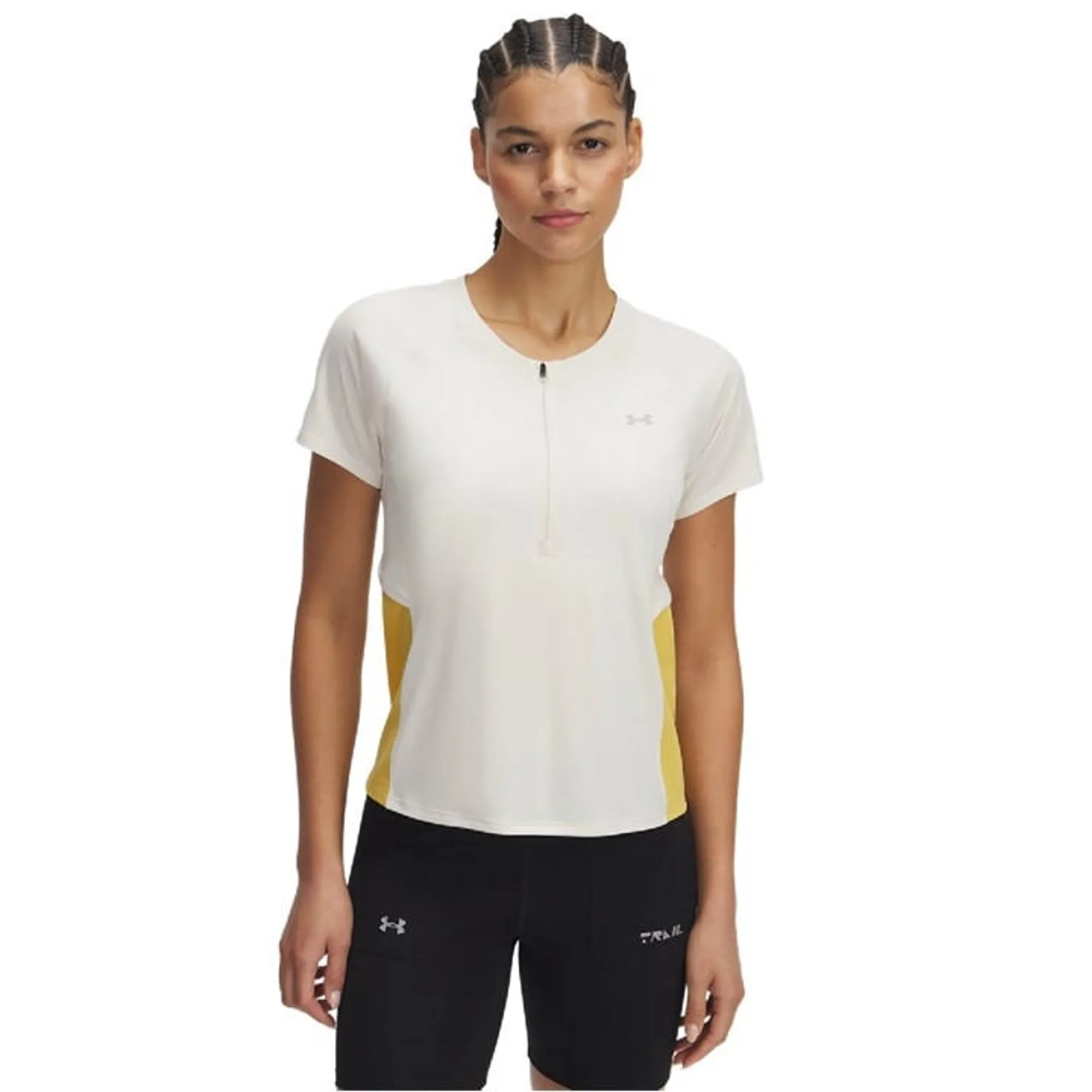 Under Armour  Trail Run Women's Zip Short Sleeve Stone / Noble Gold / Reflective L