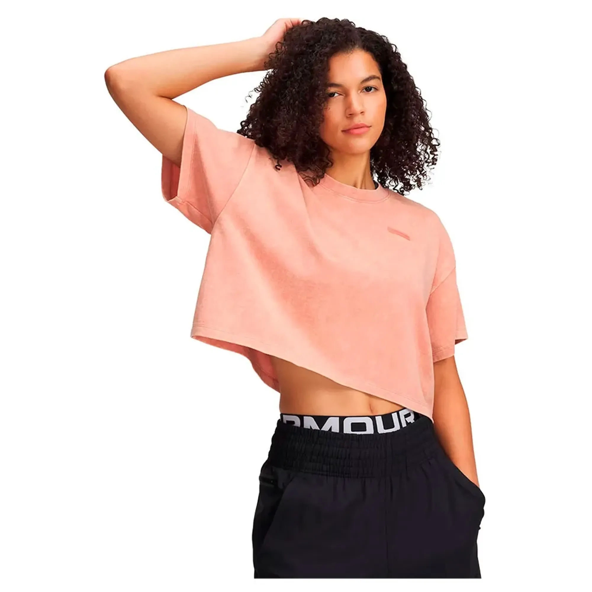 Under Armour  Heavyweight Wash Women's Short Sleeve Canyon Pink / Canyon Pink L