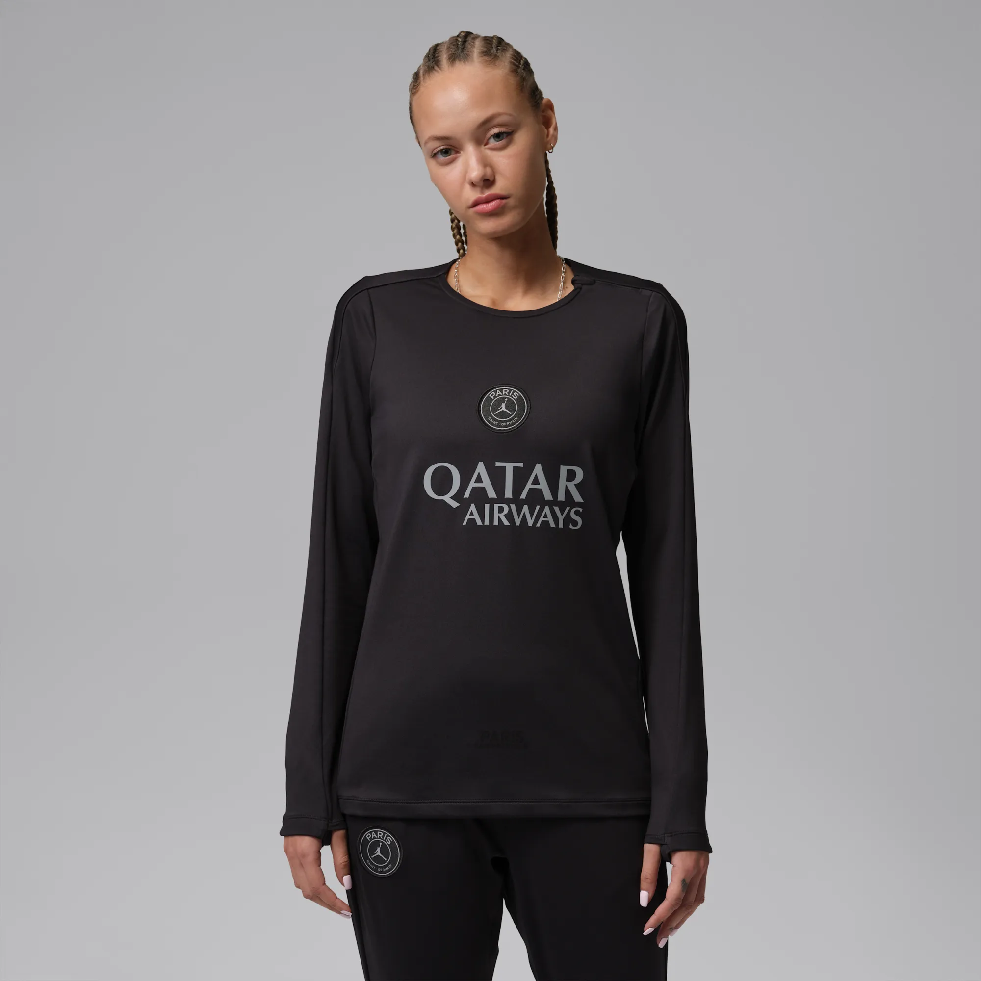 Nike Paris Saint-Germain Strike Fourth Women's Jordan Dri-FIT Football Crew-Neck Top - Black - Polyester/Elastane
