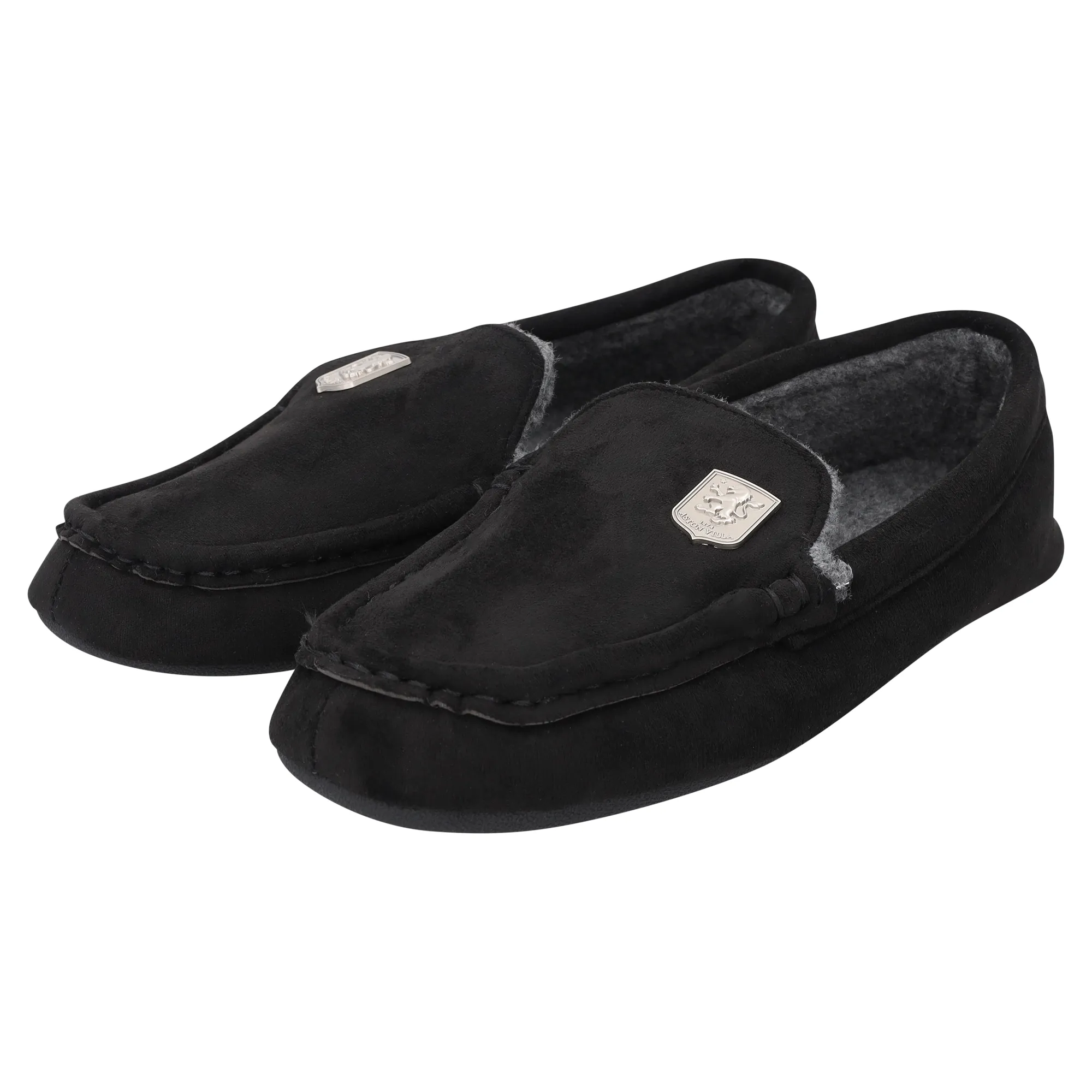 Aston Villa Moccasin Slippers - Black - Mens