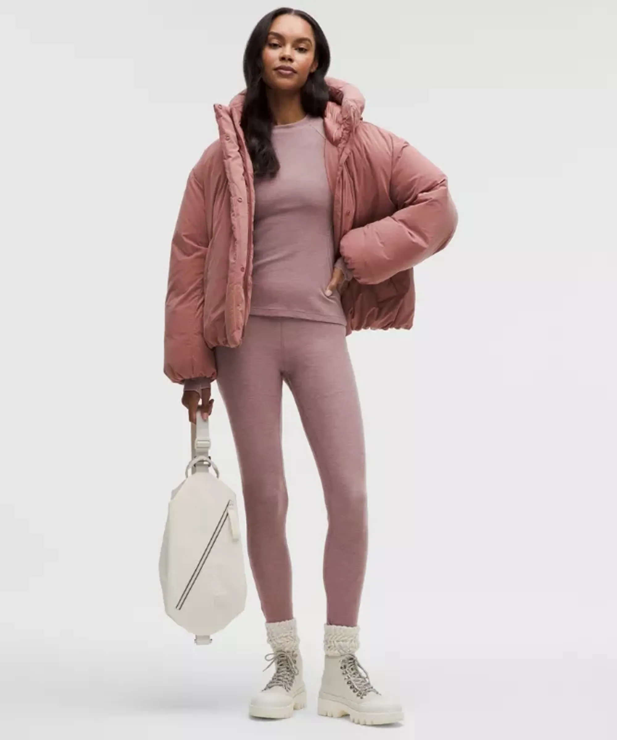 lululemon – Women's Waffle-Knit High-Rise Base Layer Tight Leggings – 28" – Color Pink – Size Large