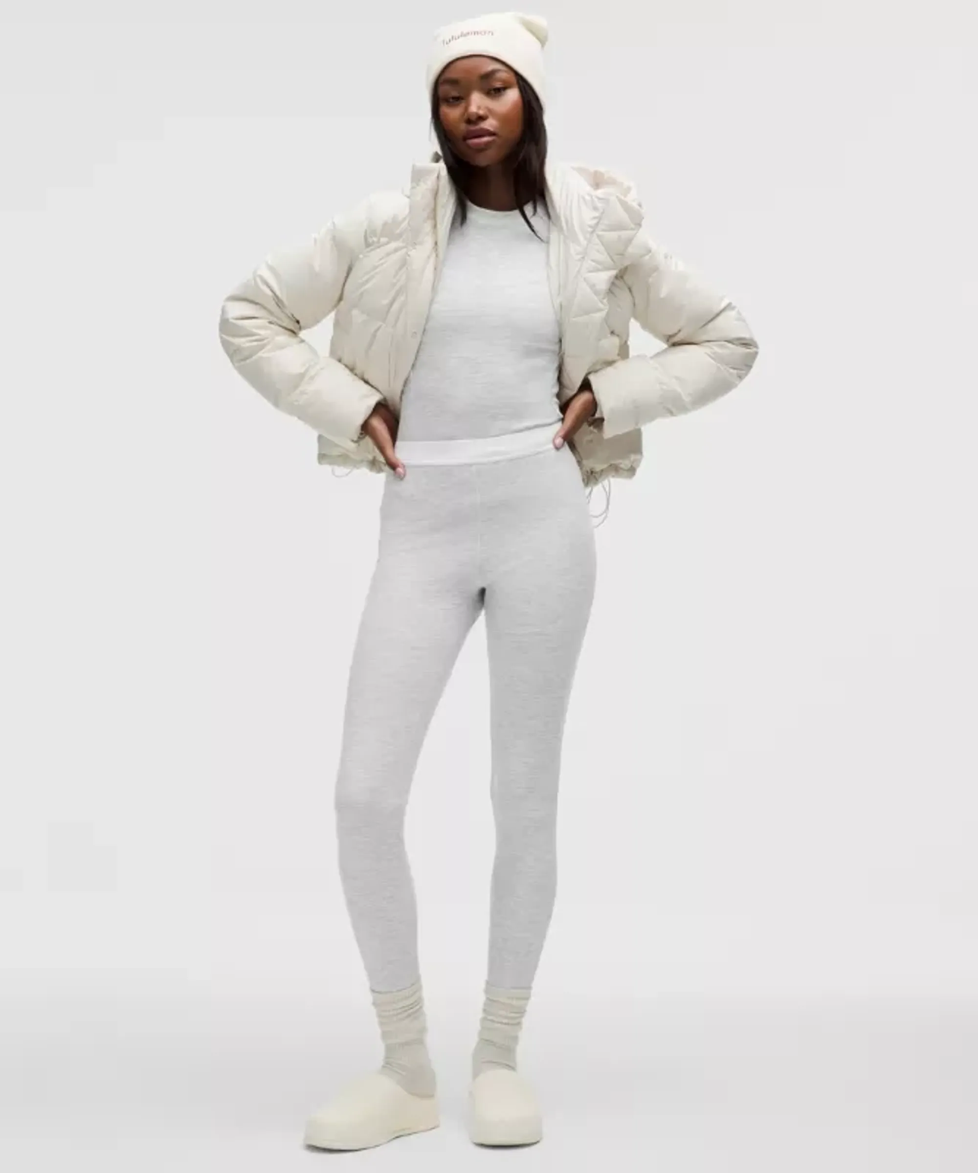 lululemon – Women's Waffle-Knit High-Rise Base Layer Tight Leggings – 28" – Color Light Grey/Grey – Size Large