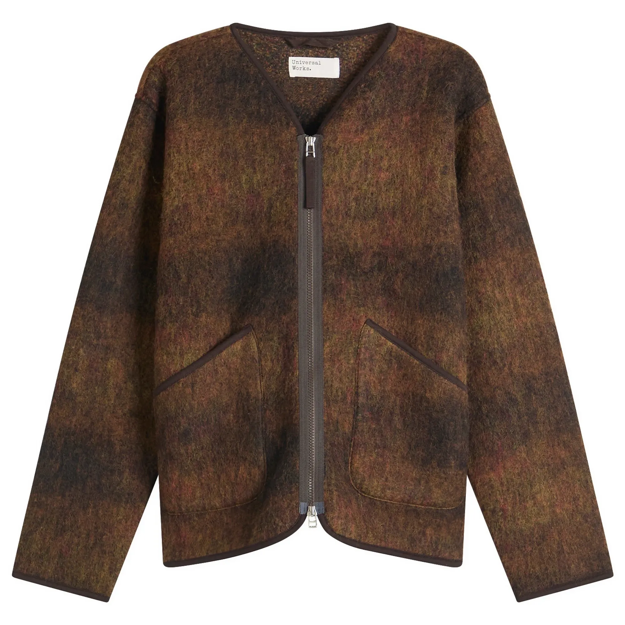 Universal Works Men's Alps Fleece Zip Liner Jacket Brown